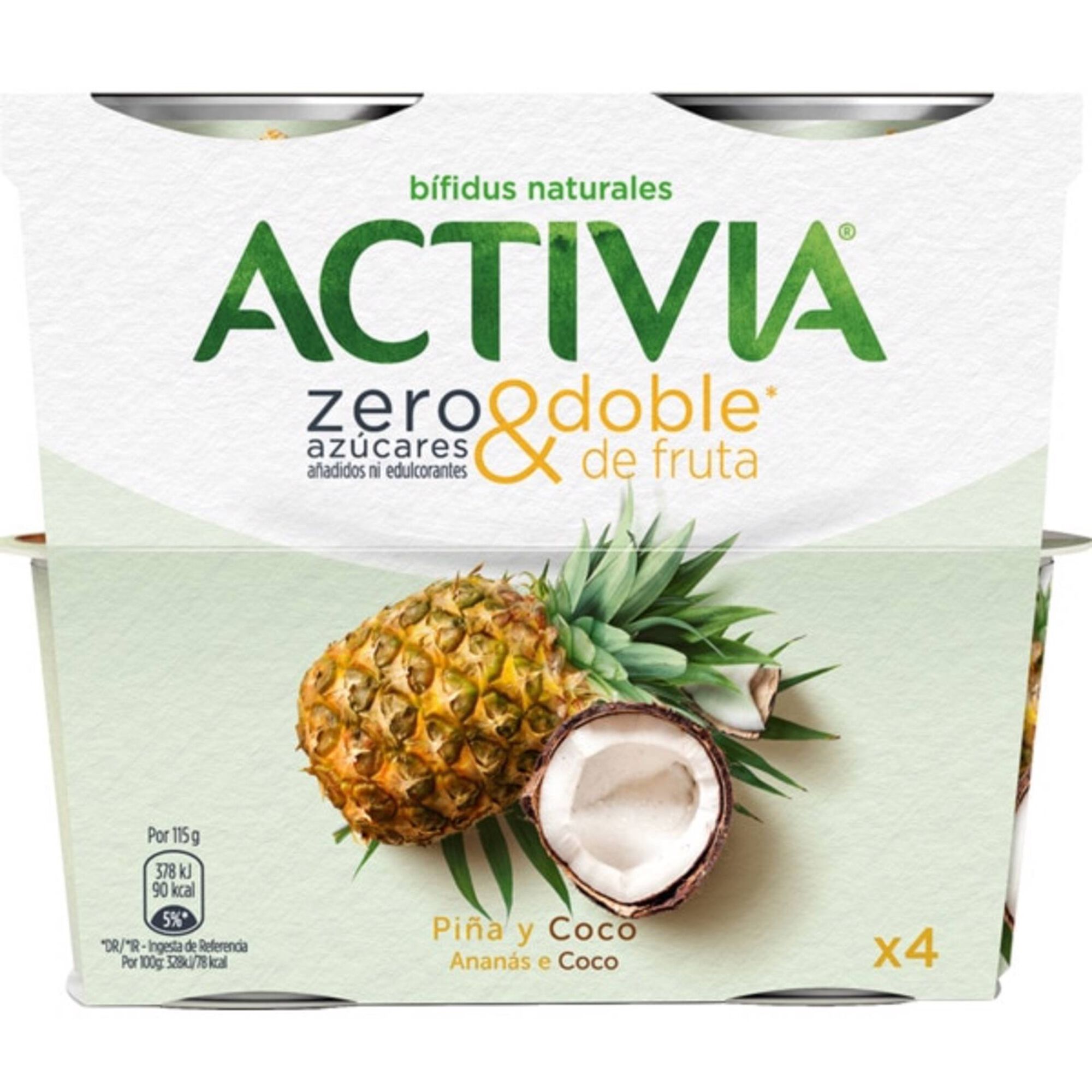 Iogurte Bifidus Pedaços Ananás e Coco Activia sem Açúcar Iogurte Bifidus Pedaços Ananás e Coco Activia sem Açúcar