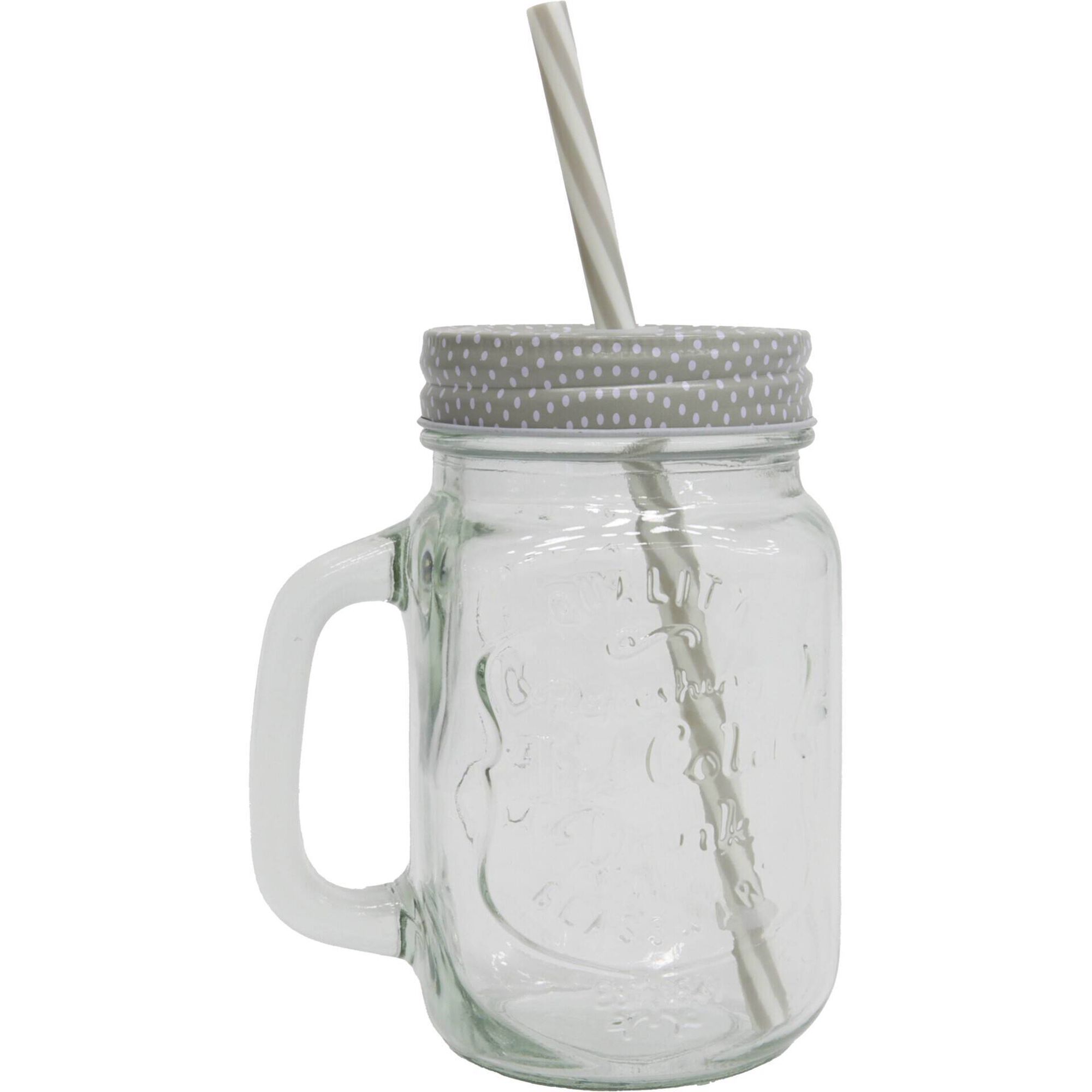 Caneca com Palhinha 450ml Tampa Cinza