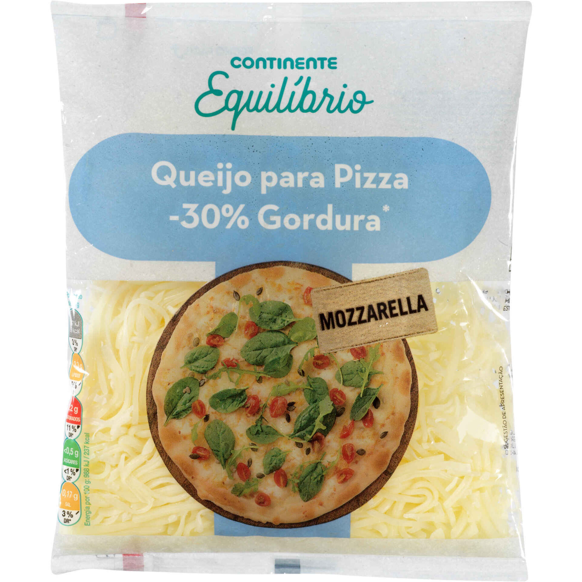 Queijo Mozzarella Ralado para Pizza -30% Gordura