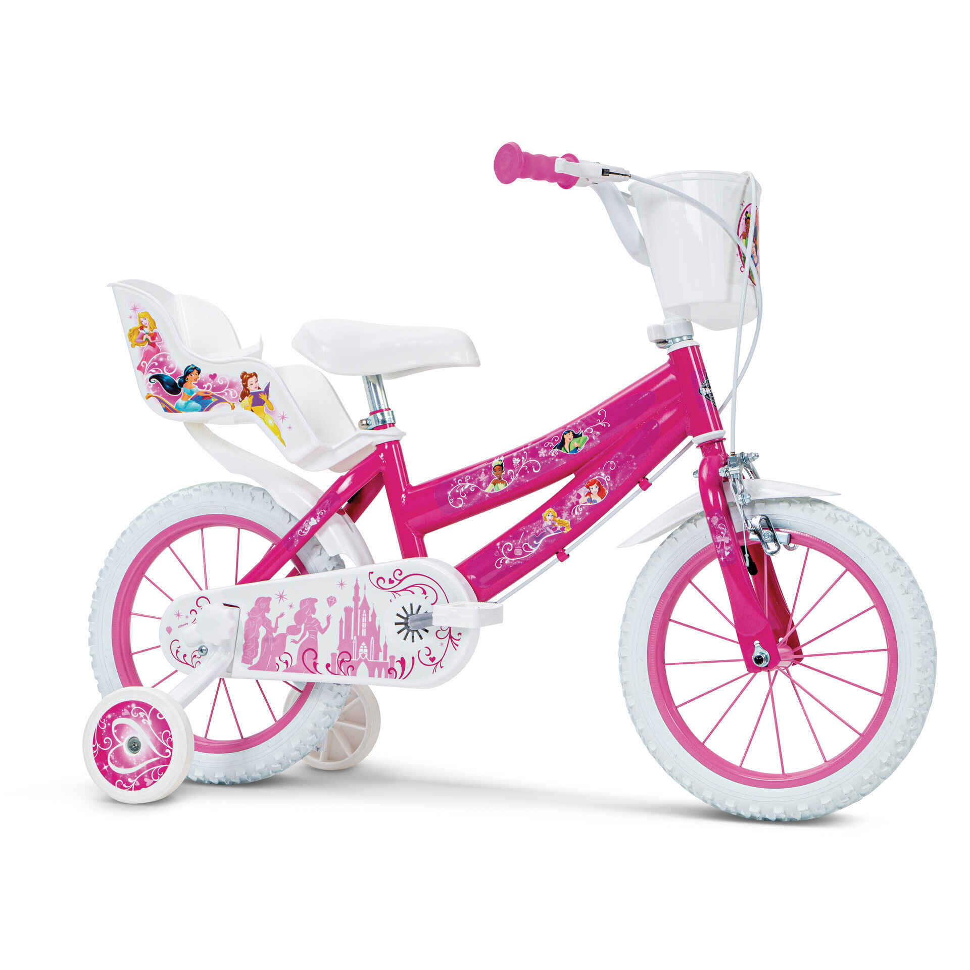 Bicicleta Crian a com Cesto Roda 14 Rosa e Branca 1 un