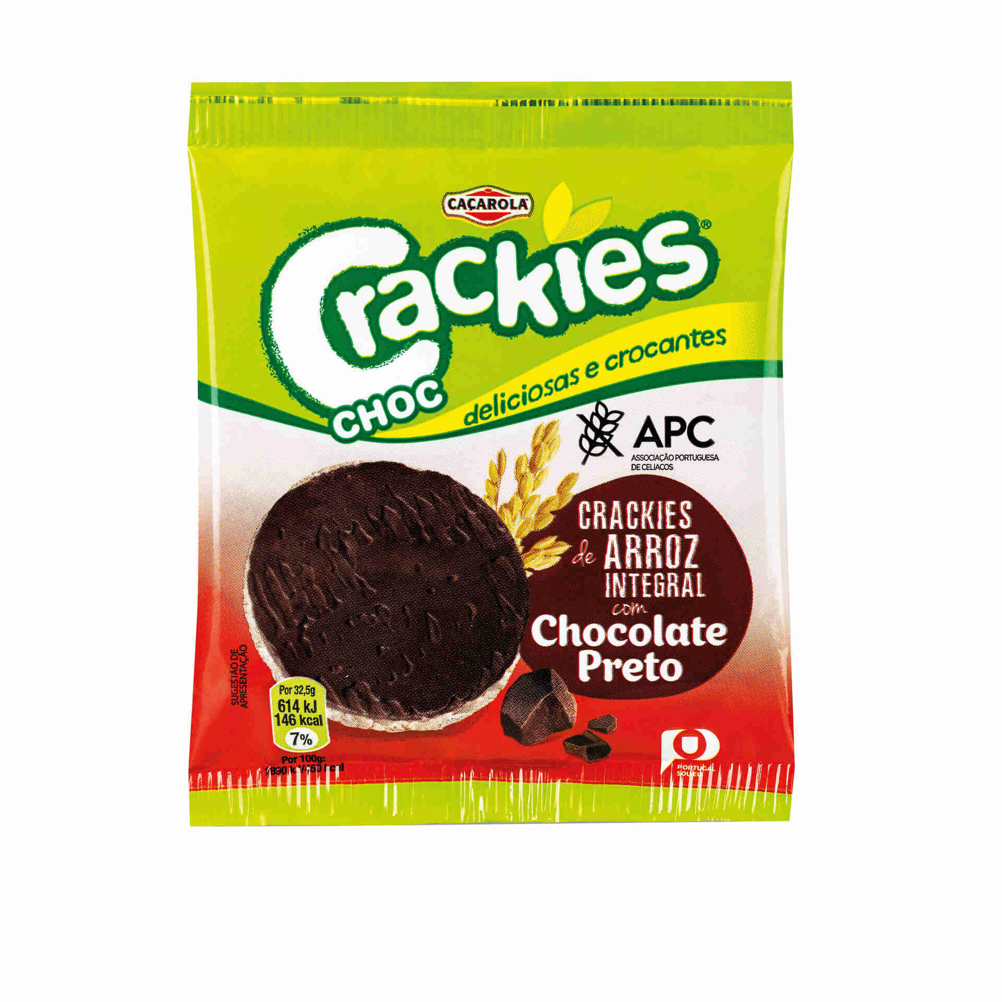 Crackies de Arroz Integral com Chocolate Preto sem Glúten