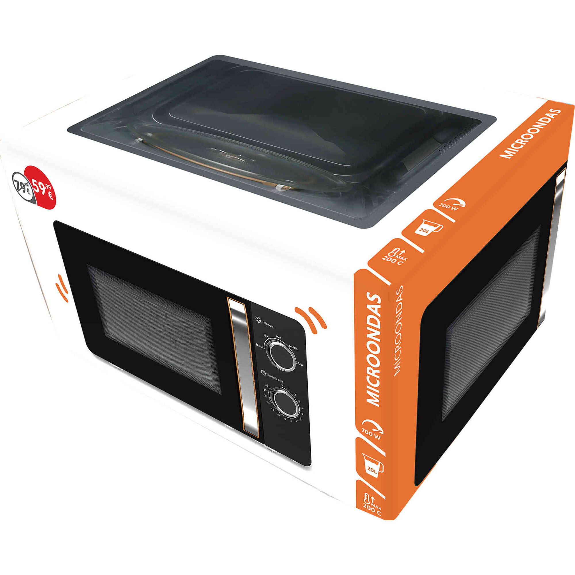 Microondas Preto 20L 700W Bazar&atilde;o