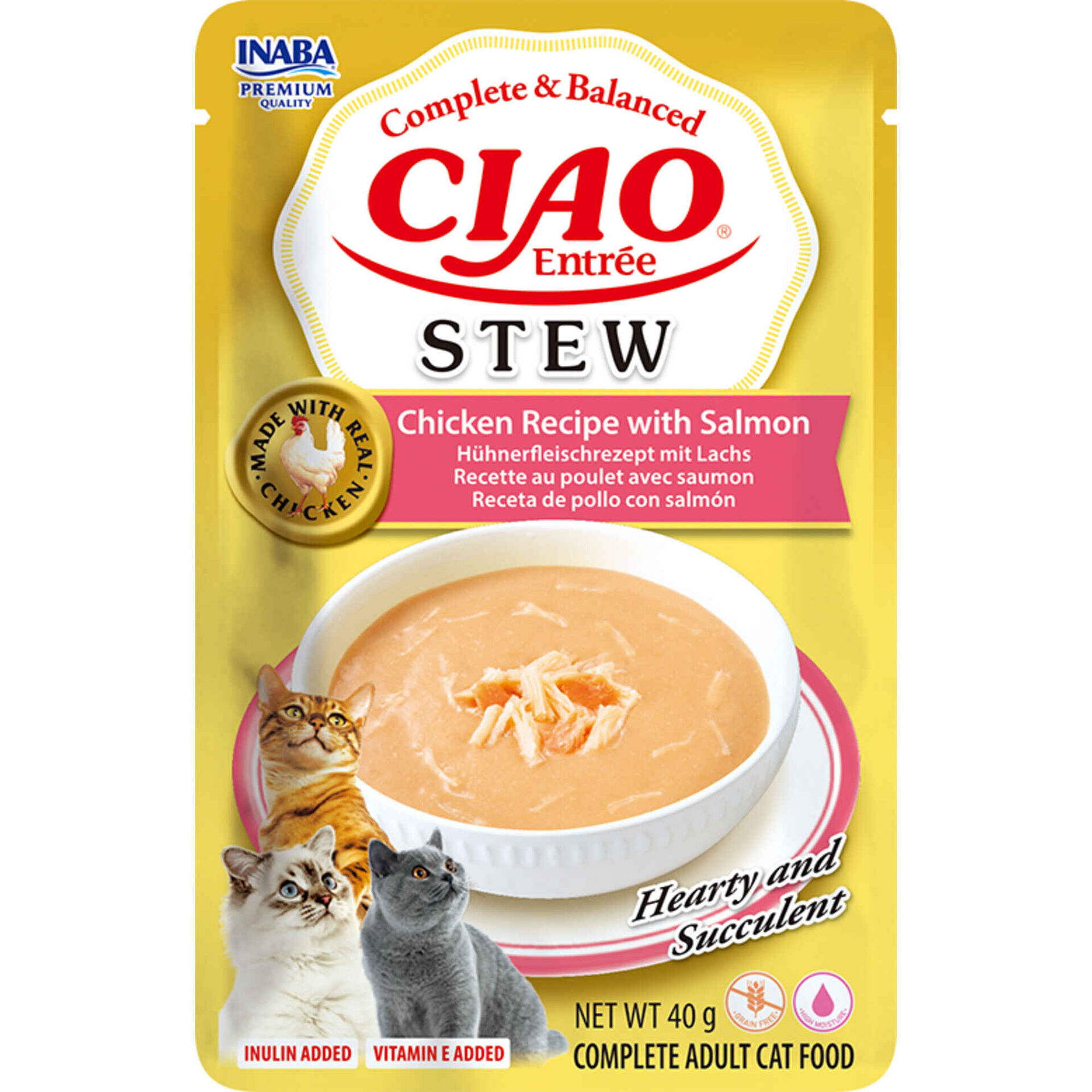 Comida H&uacute;mida para Gato Adulto Stew Frango e Salm&atilde;o Ciao