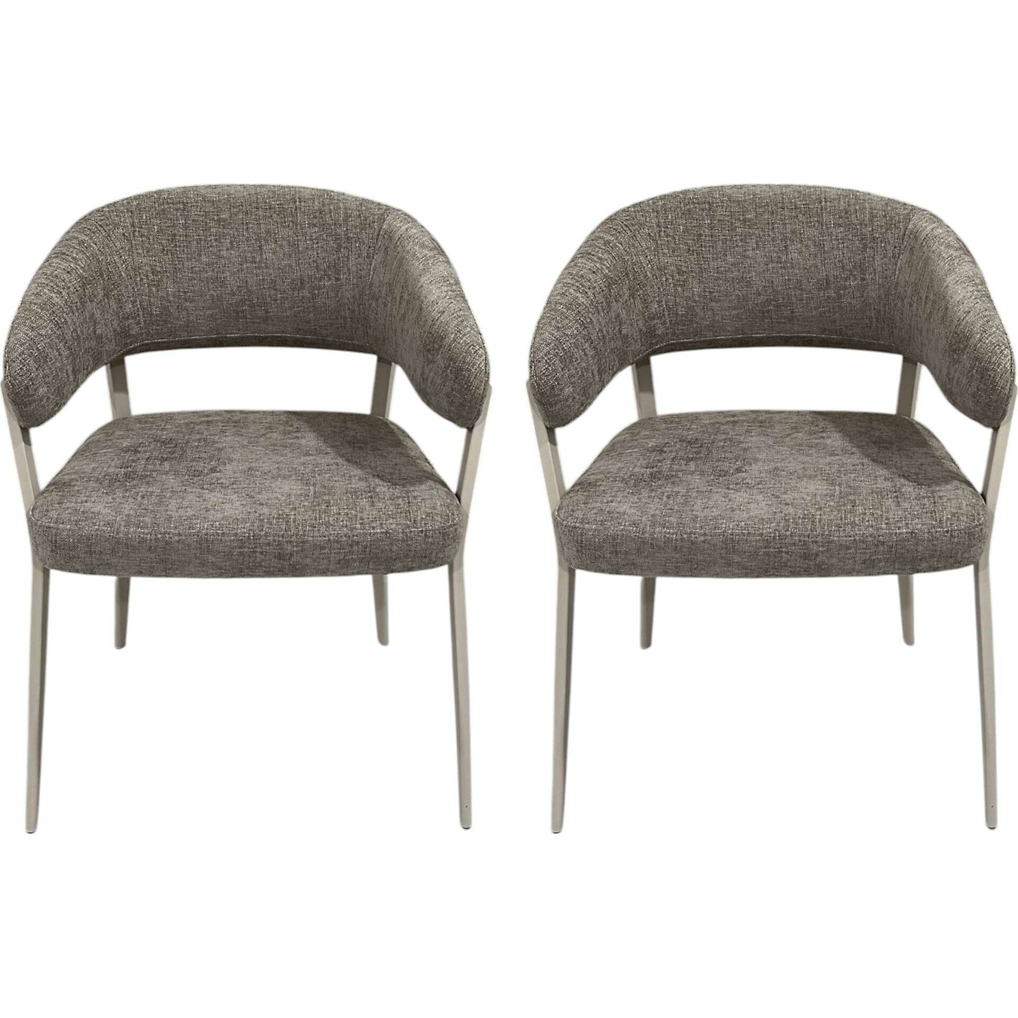 Conjunto de 2 Cadeiras Estofadas Taupe Em&iacute;lia