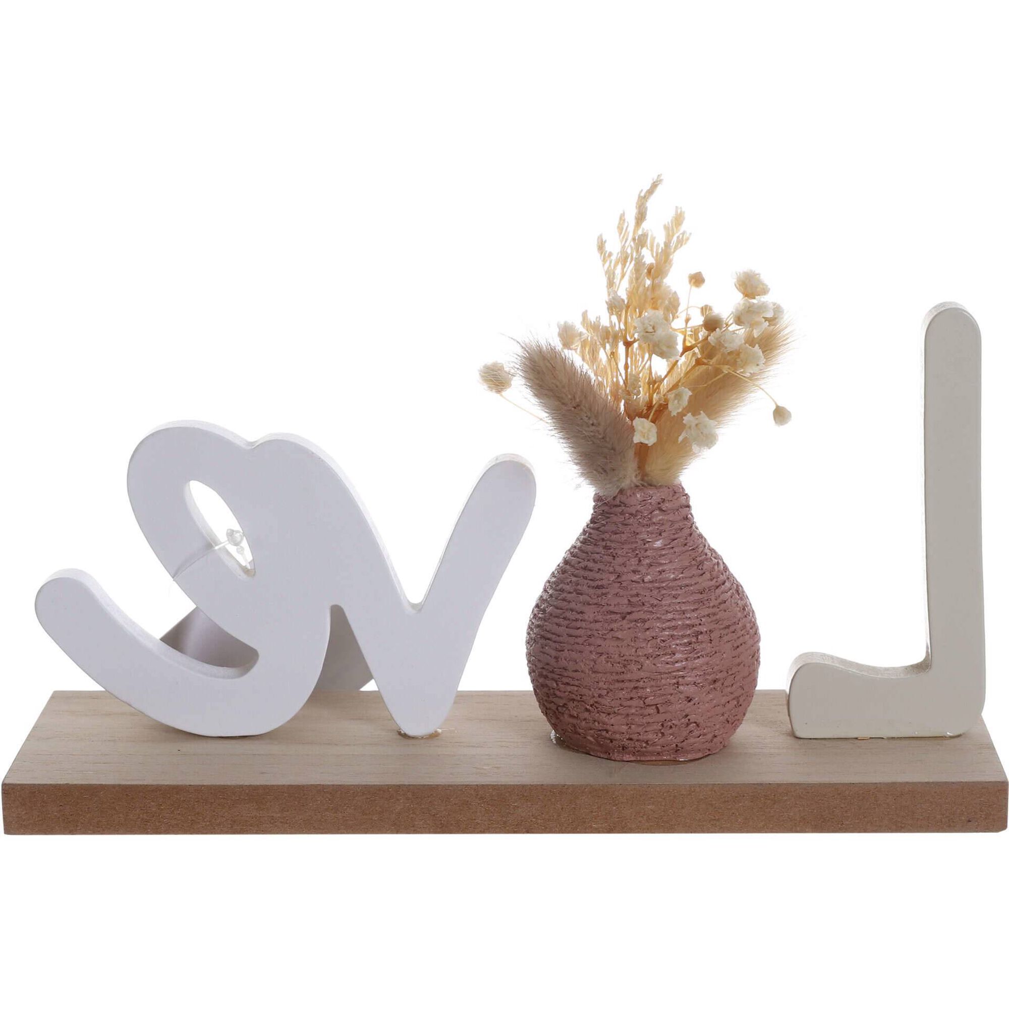 Letra Love Branca com Planta Artificial