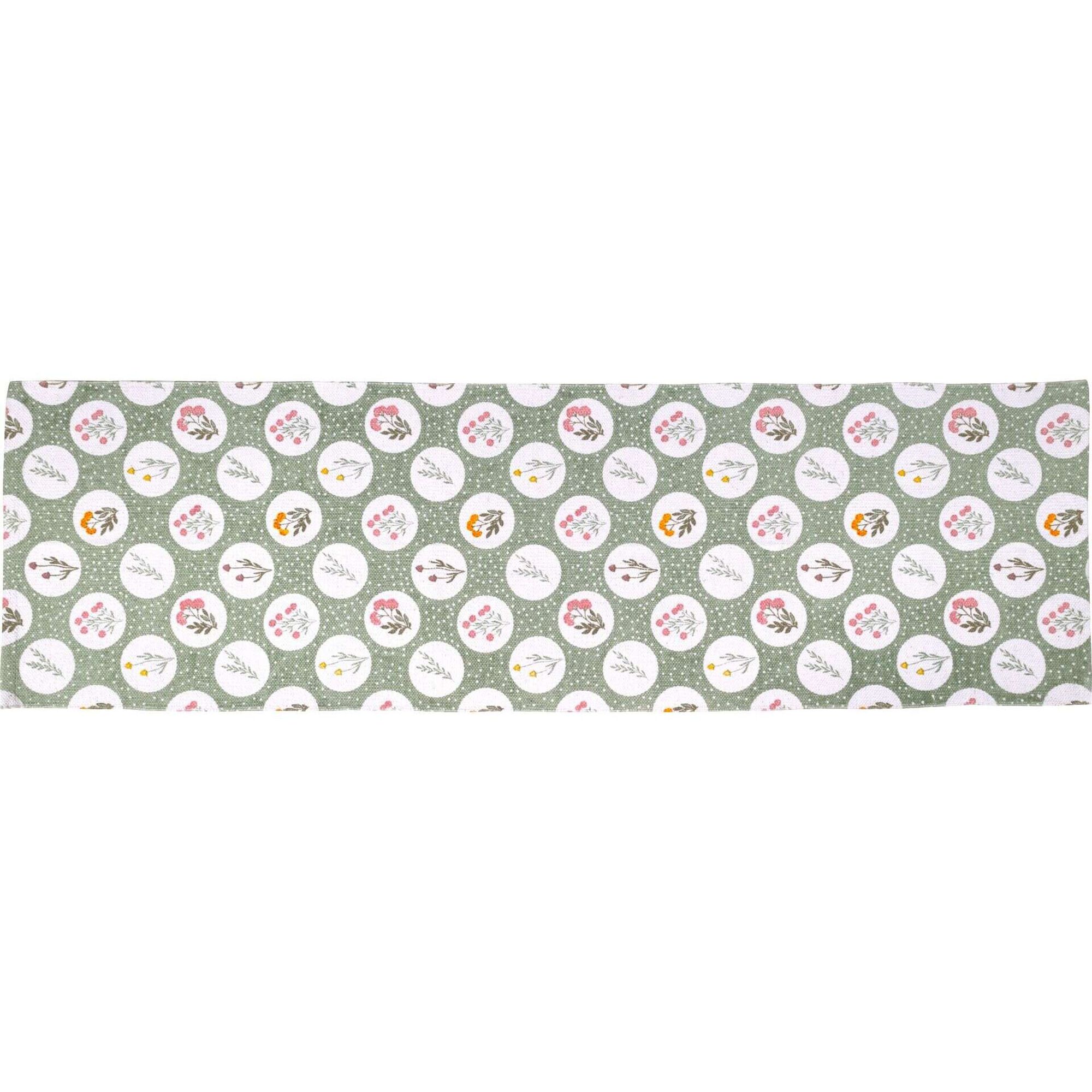 Passadeira 60x200cm Flores Verde