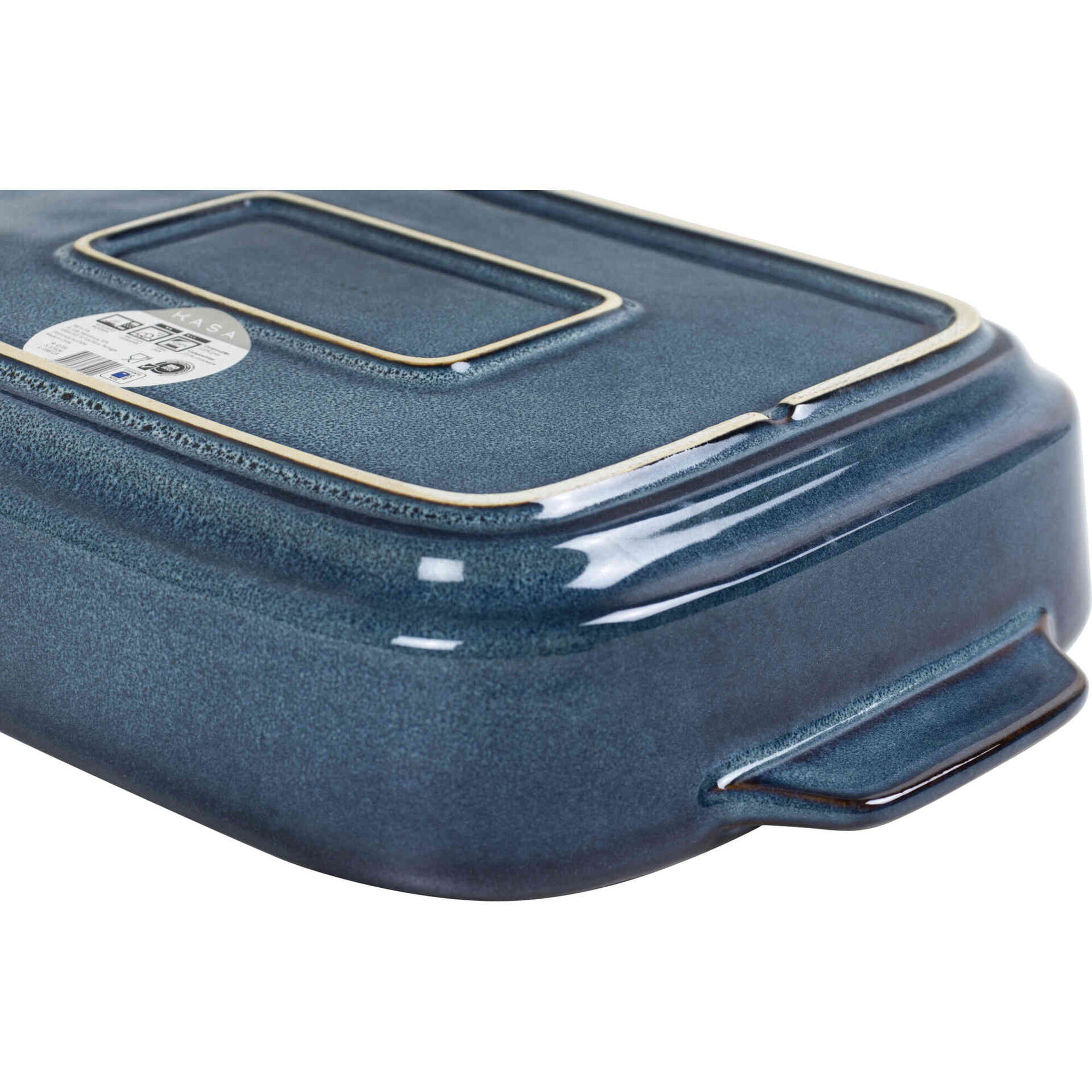 Assadeira Retangular Reativo 38x24cm Azul Kasa