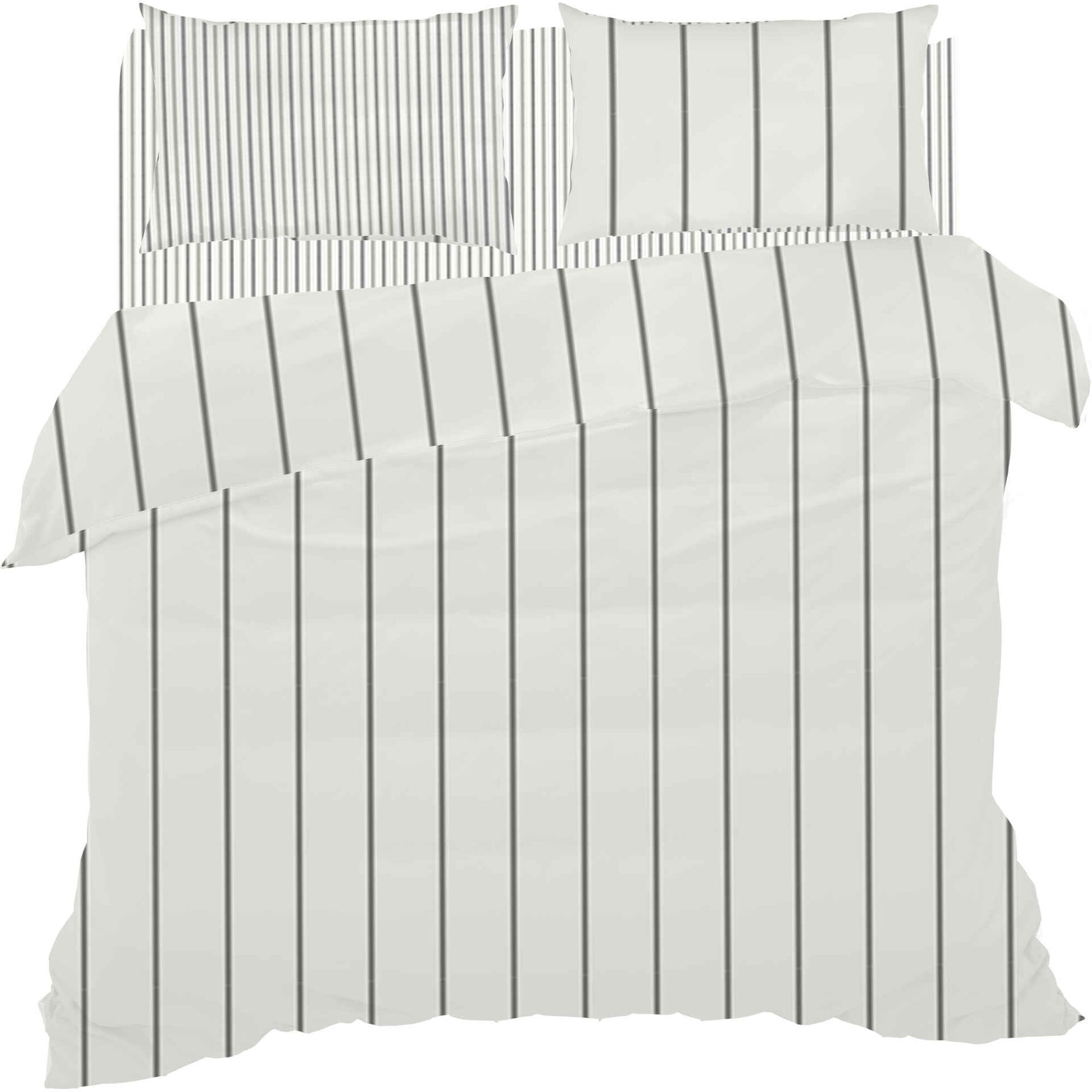 Conjunto de Len&ccedil;&oacute;is Flanela 270x220cm Riscas Cinza Kasa