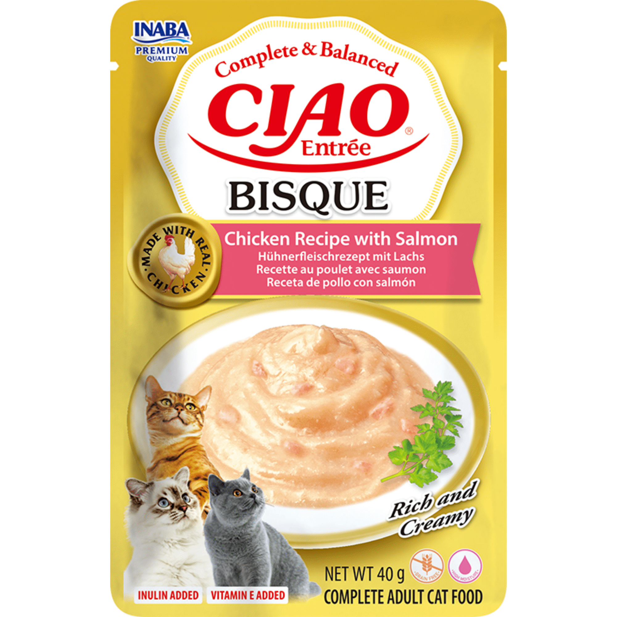 Comida H&uacute;mida para Gato Adulto Bisque Frango e Salm&atilde;o Ciao