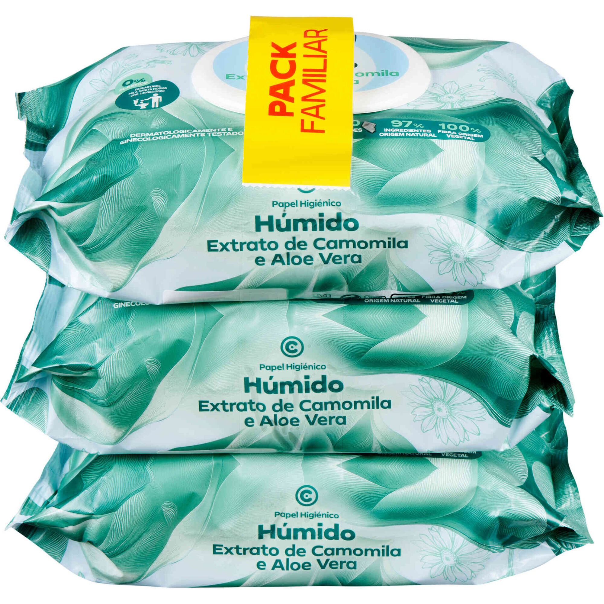 Papel Higi&eacute;nico H&uacute;mido Camomila e Aloe Vera Pack Familiar Continente