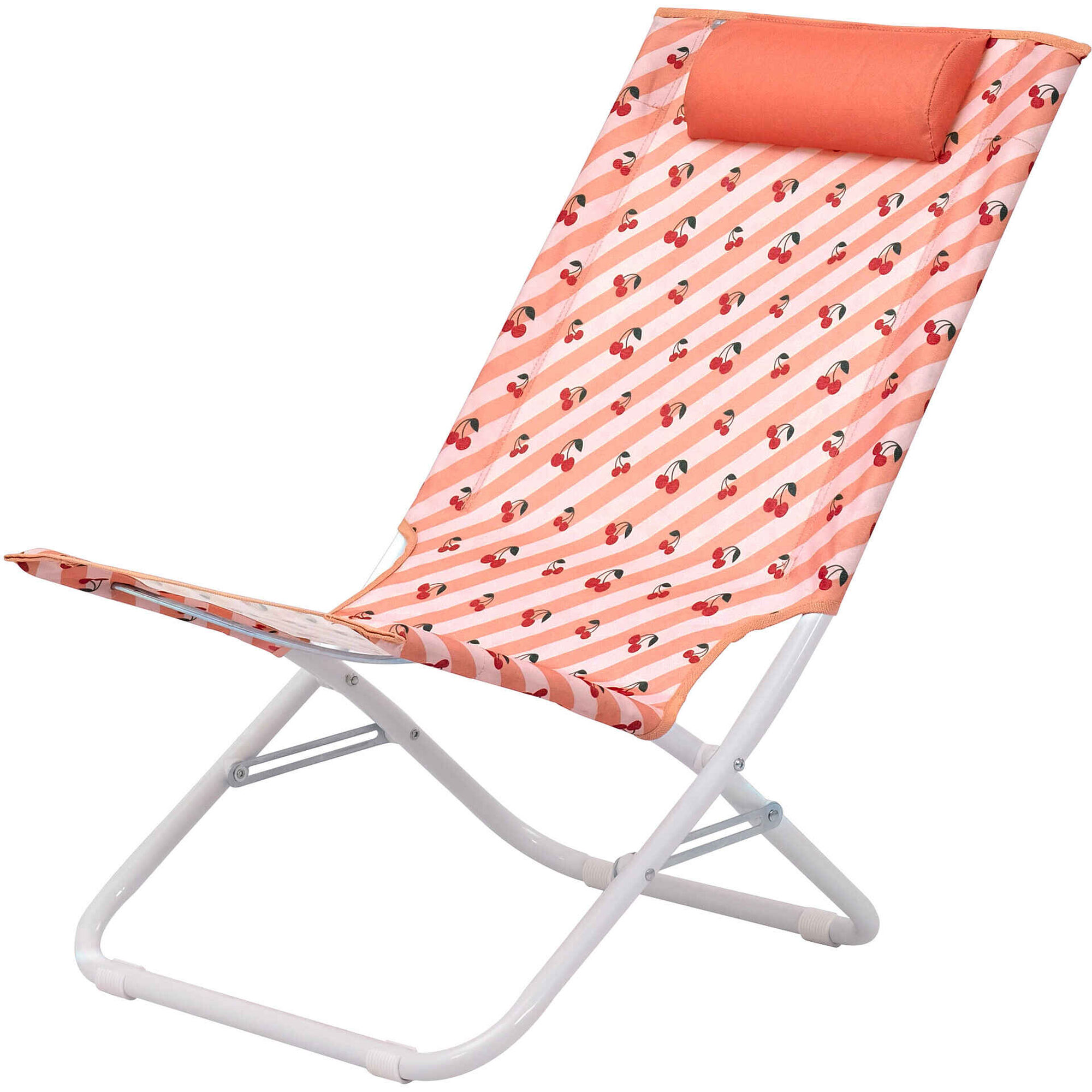 Cadeira Relax com Almofada Vermelha com Cerejas Candy Stripes Kasa
