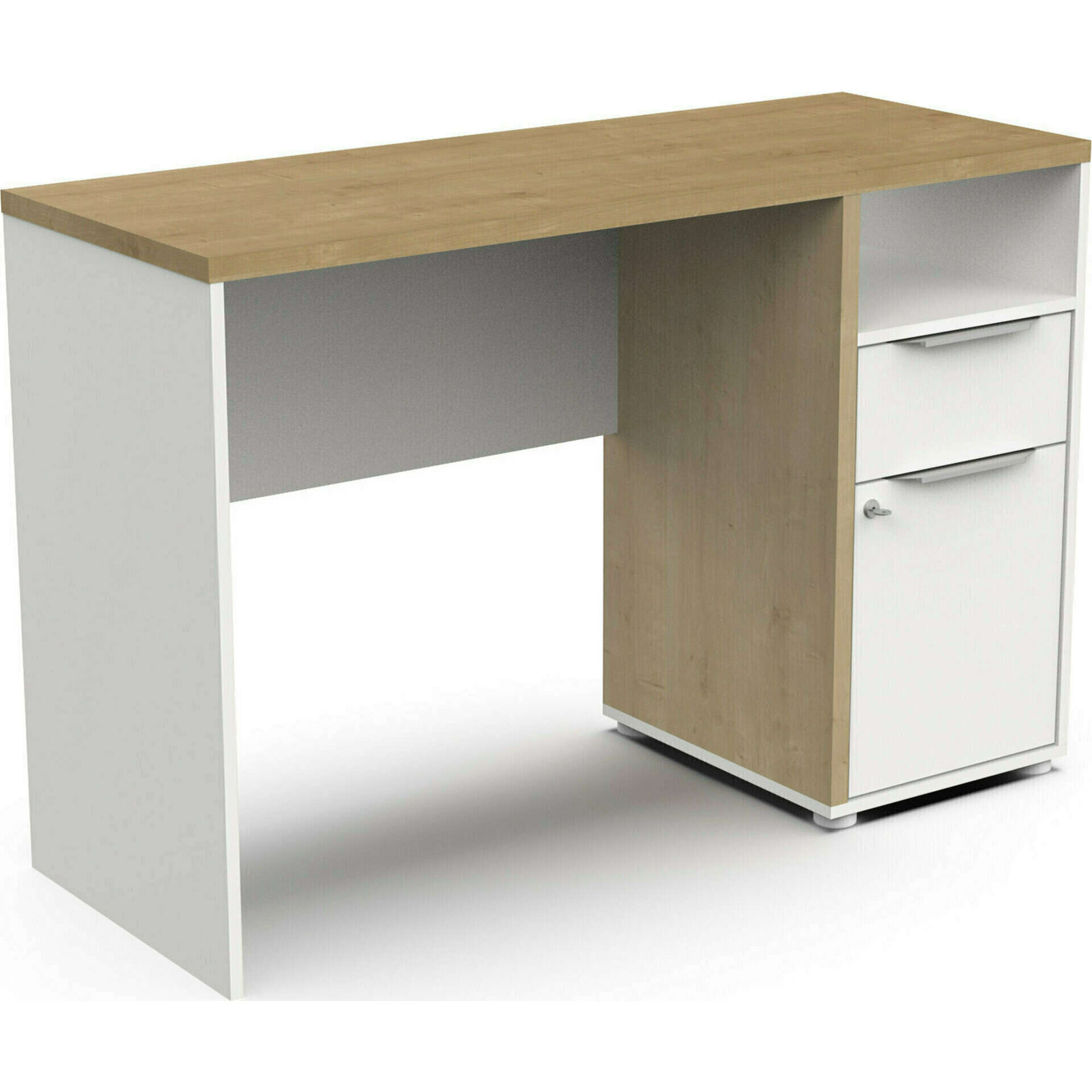 Secretária 116x45x77cm Branca e Carvalho Access Secretária 116x45x77cm Branca e Carvalho Access