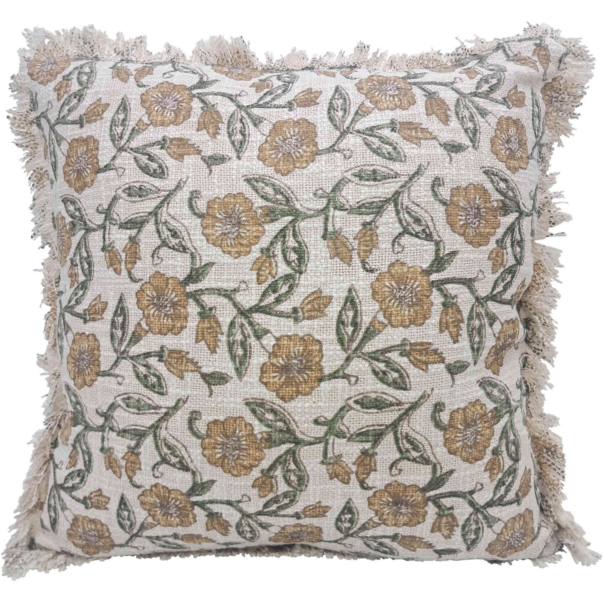 Almofada 45x45cm All Over Flores Bege Kasa