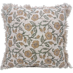 Almofada 45x45cm All Over Flores Bege Kasa