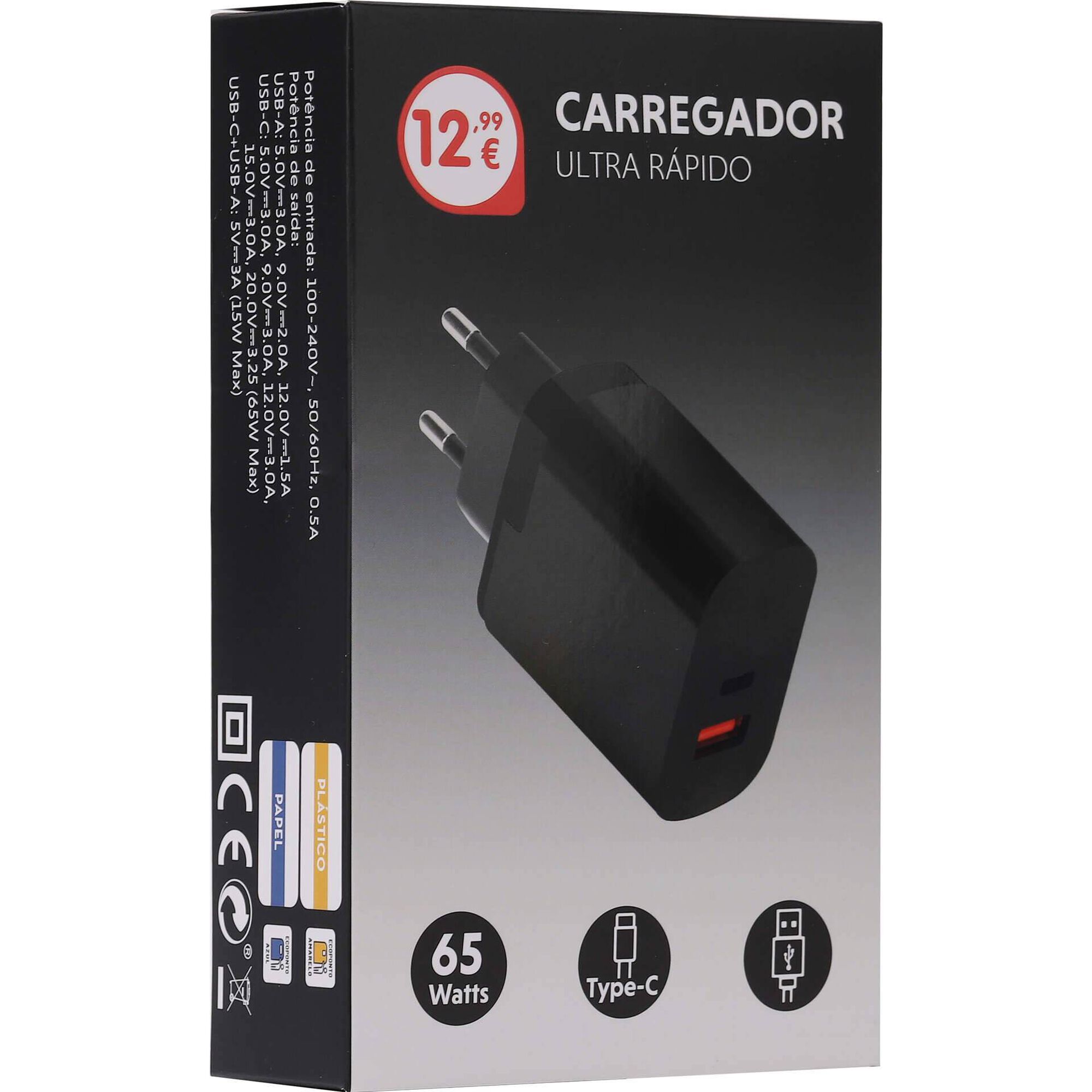 Carregador Ultra R&aacute;pido Type-C 66W Mate Bazar&atilde;o