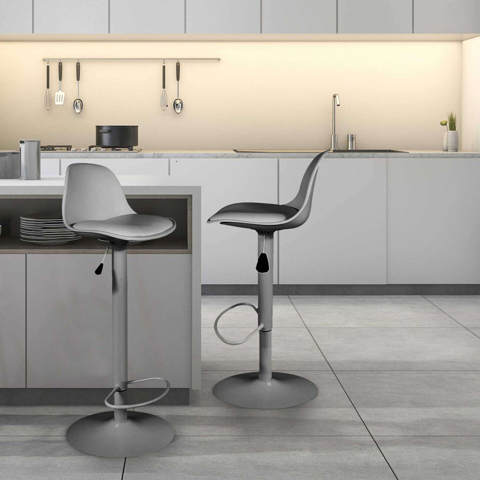 Conjunto de 2 Bancos Altos Acolchoados Cinza Isak
