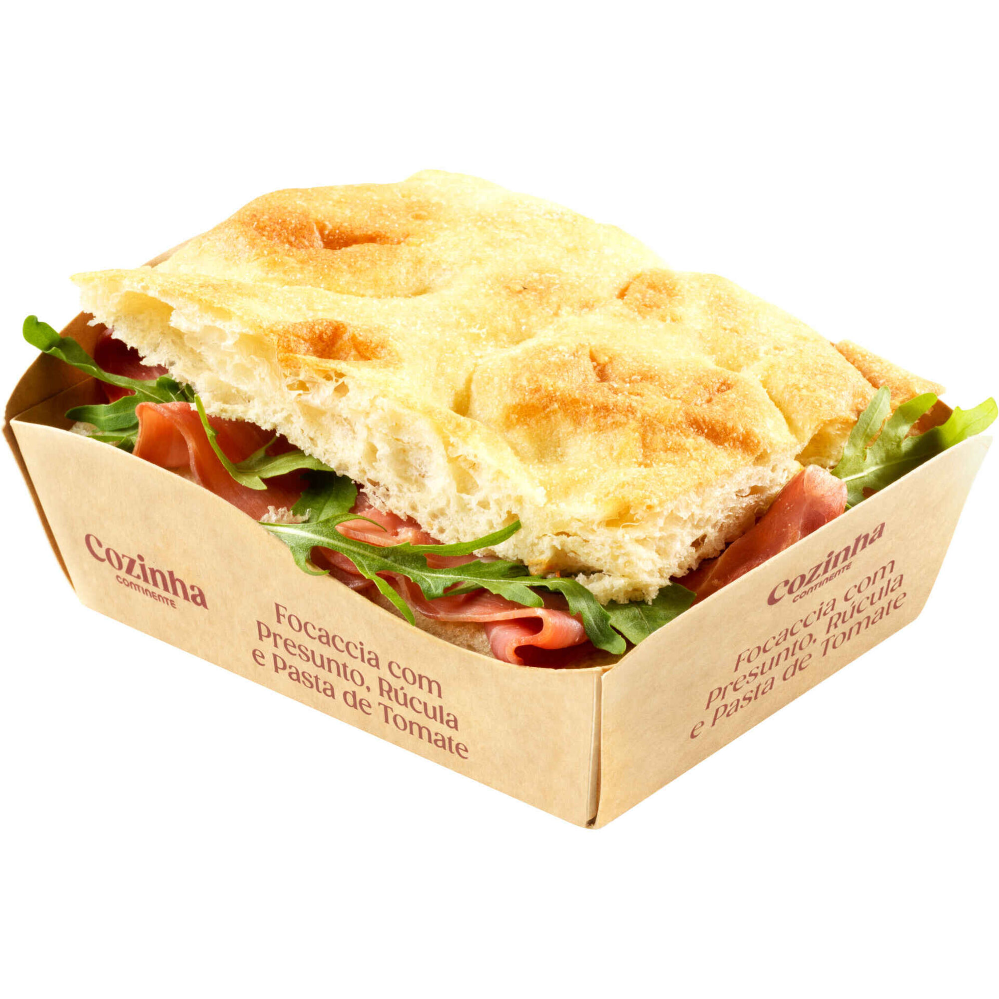 Focaccia com Presunto, R&uacute;cula e Pasta de Tomate Cozinha Continente