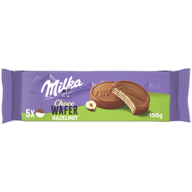 Bolachas Wafers de Chocolate de Leite e Avel&atilde; Milka