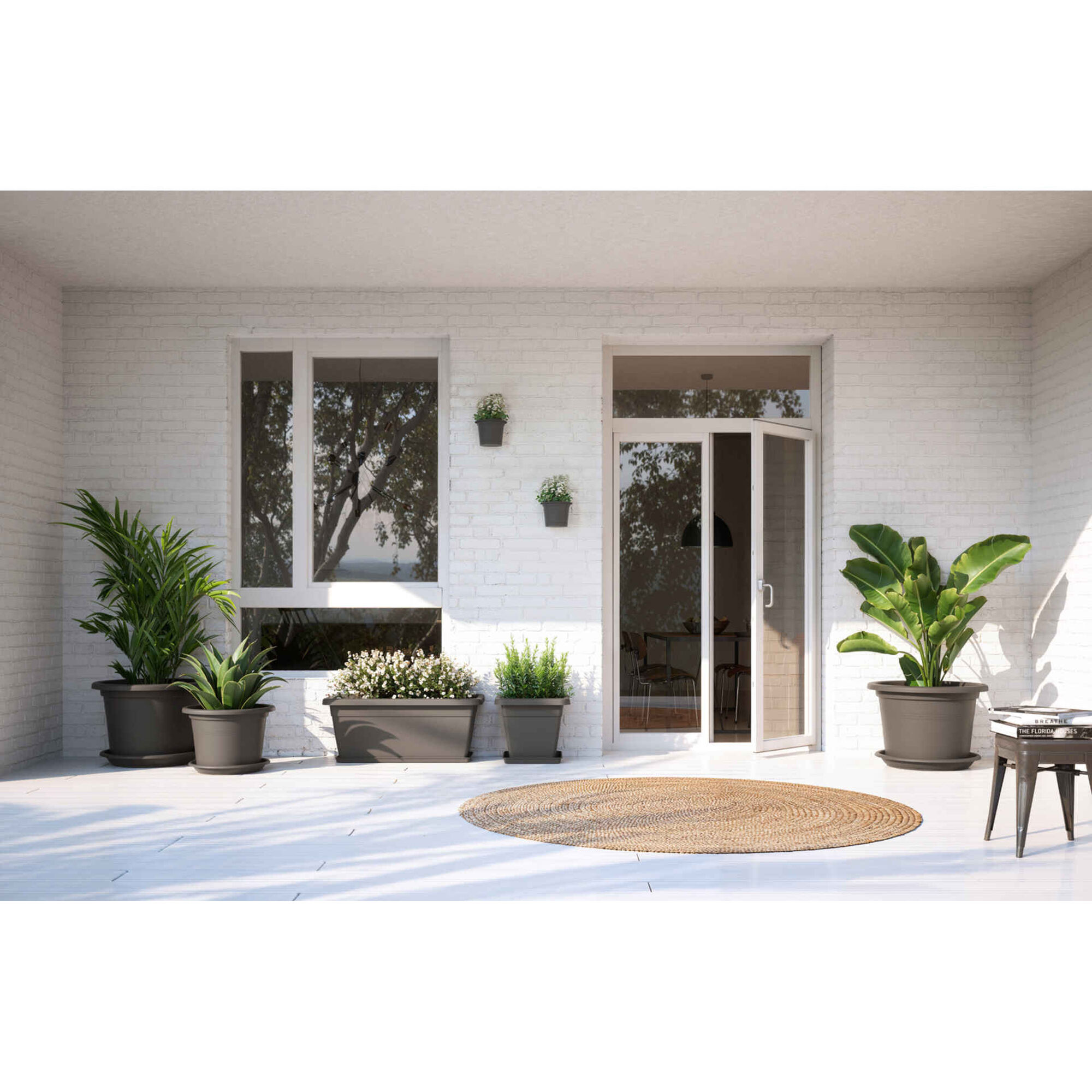 Vaso Redondo Plástico 20cm Cinza Antracite