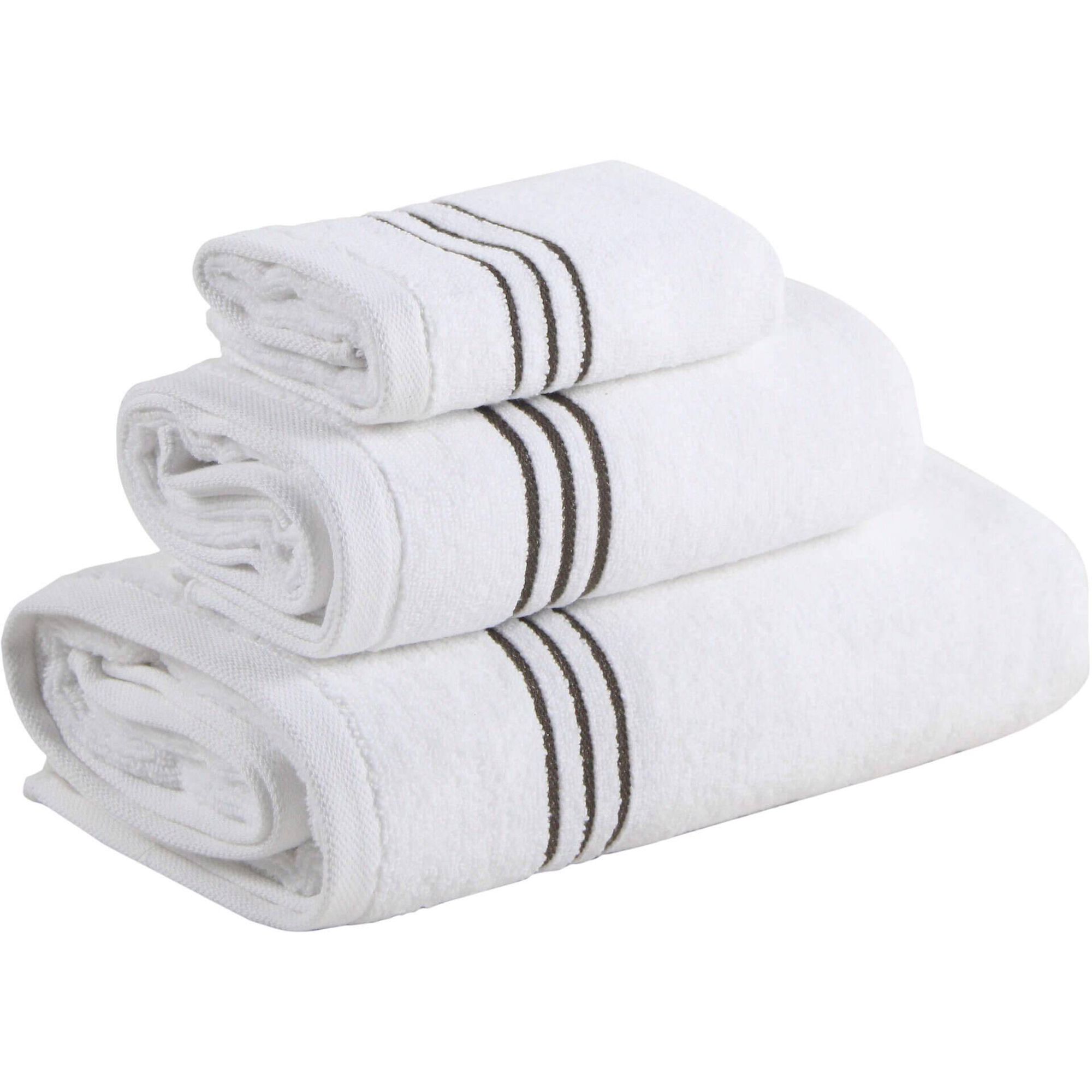 Conjunto 3 Toalhas Branco e Castanho Kasa