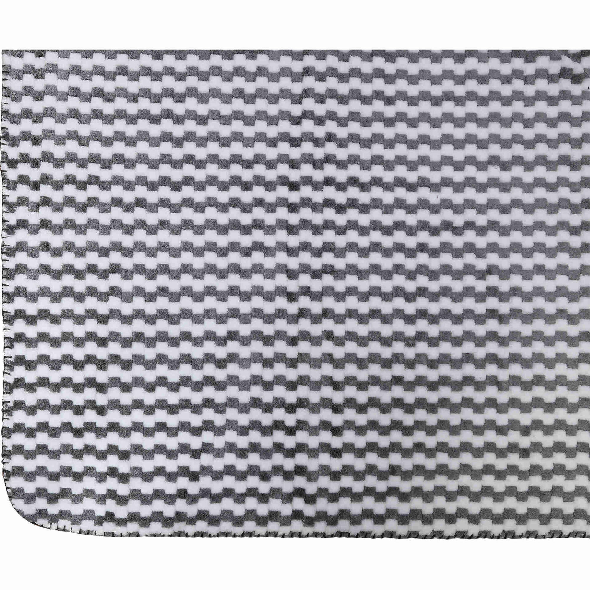 Manta Borreguito 160x130cm Xadrez Cinza Kasa