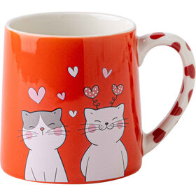 Caneca Gatos Asa com Riscas Vermelha Kasa