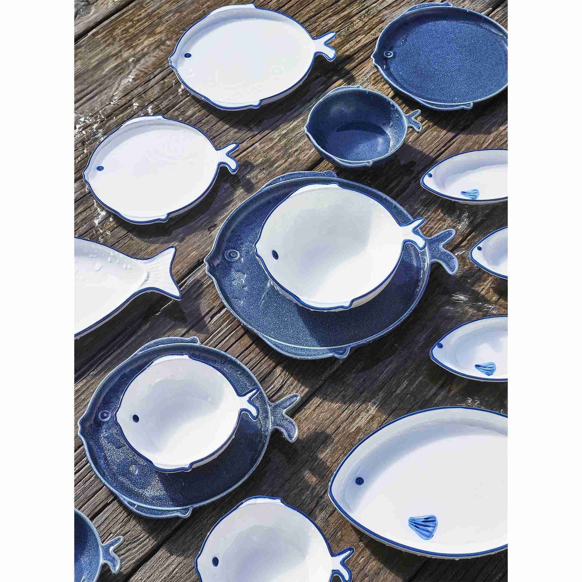 Decoração Mesa Azul e Branco Peixe