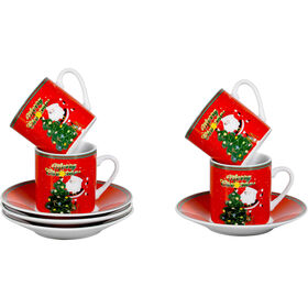 Conjunto 4 Chávenas Café 80ml Pai Natal com Árvore