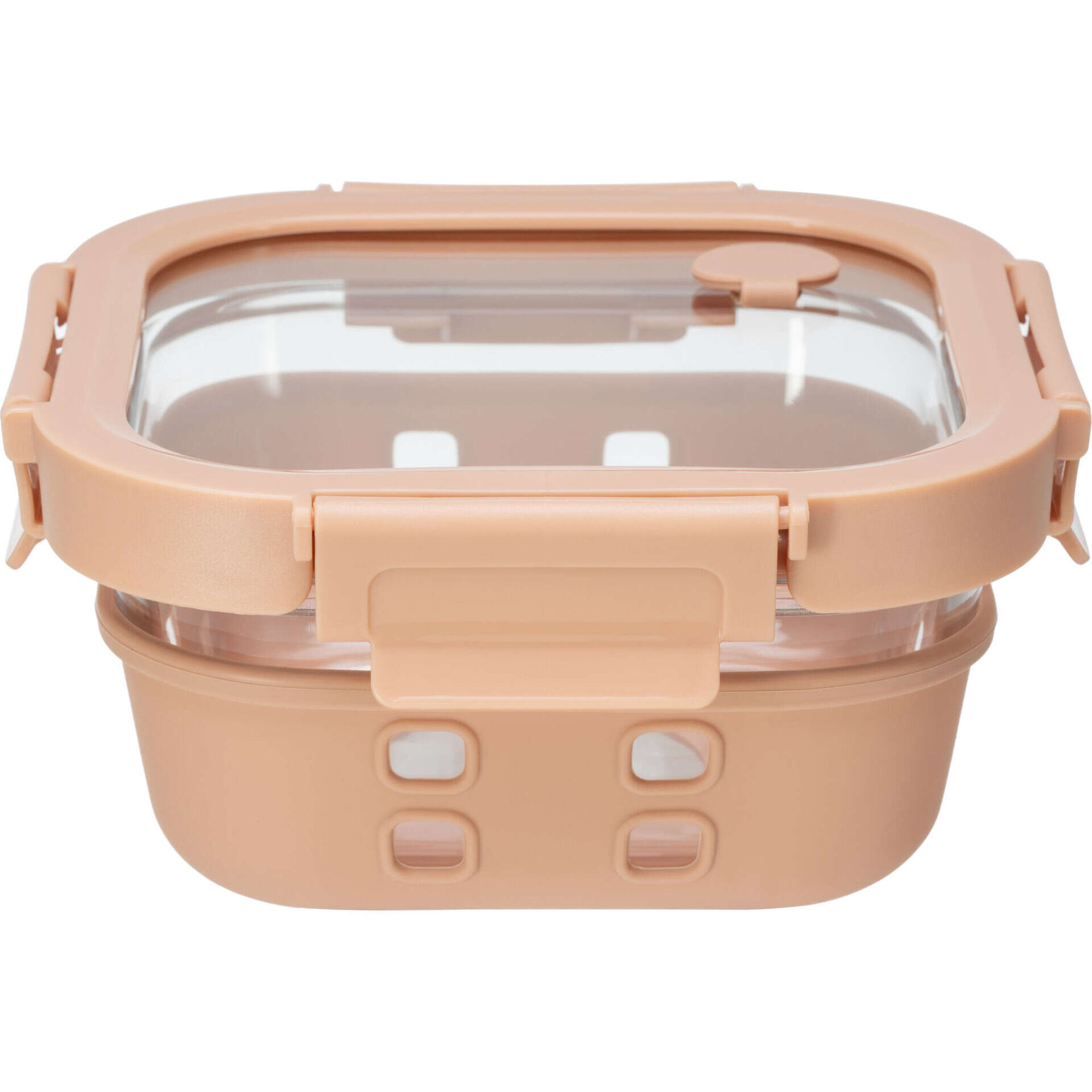 Caixa Herm&eacute;tica 520ml Vidro e Silicone Bege Kasa