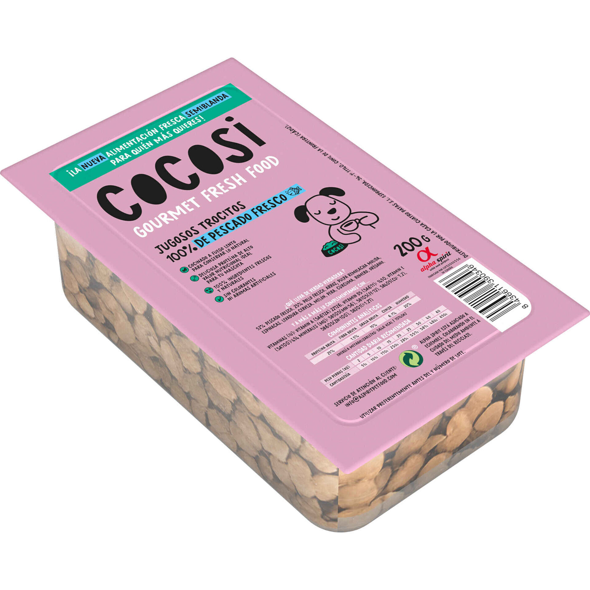 Comida Semi-h&uacute;mida para c&atilde;o Adulto Peixe Cocosi