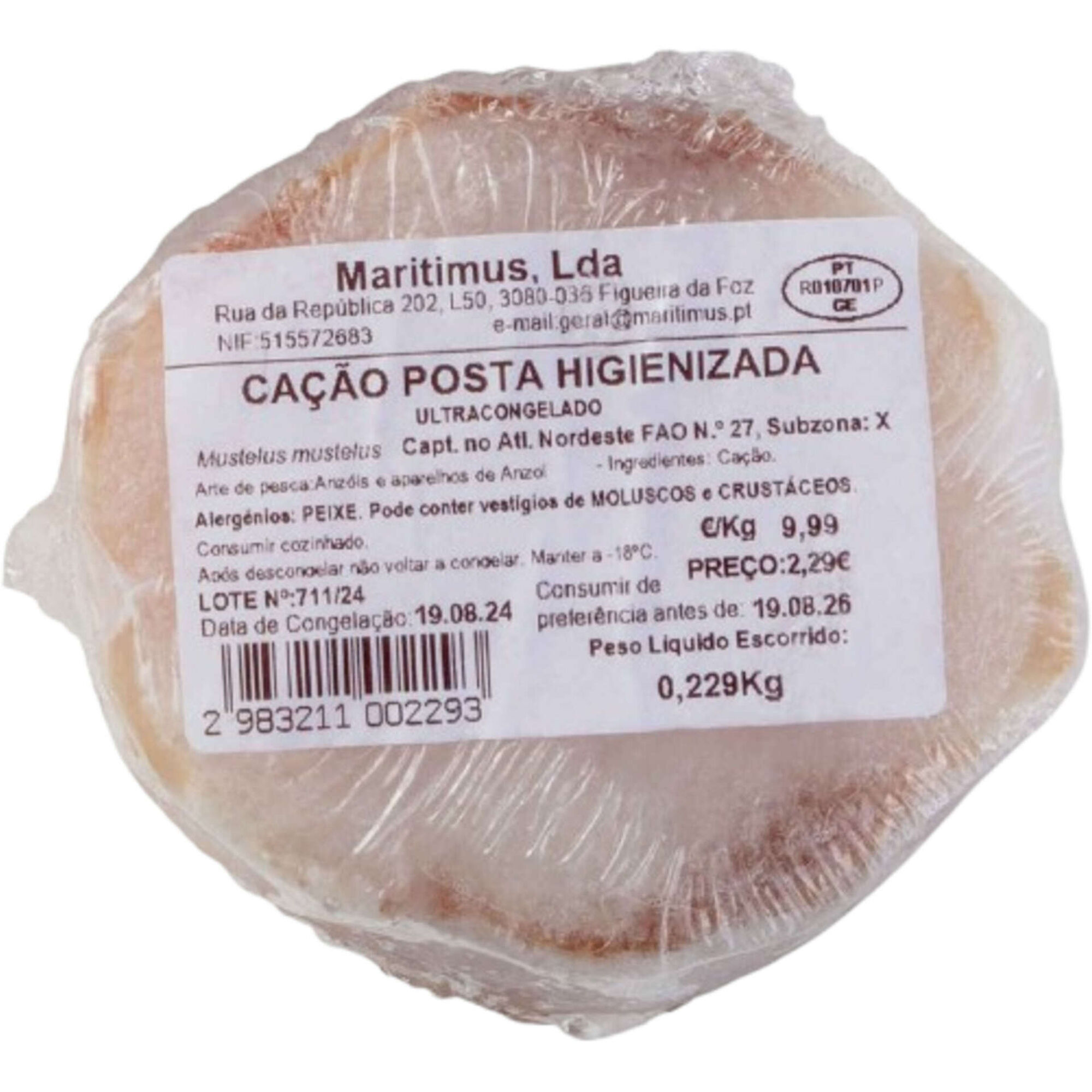 Posta de Cação Higienizada Congelada