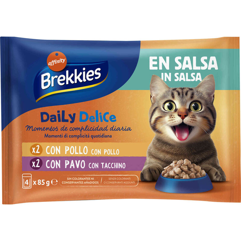 Comida Húmida para Gato Adulto Frango e Peru em Molho Affinity Brekkies