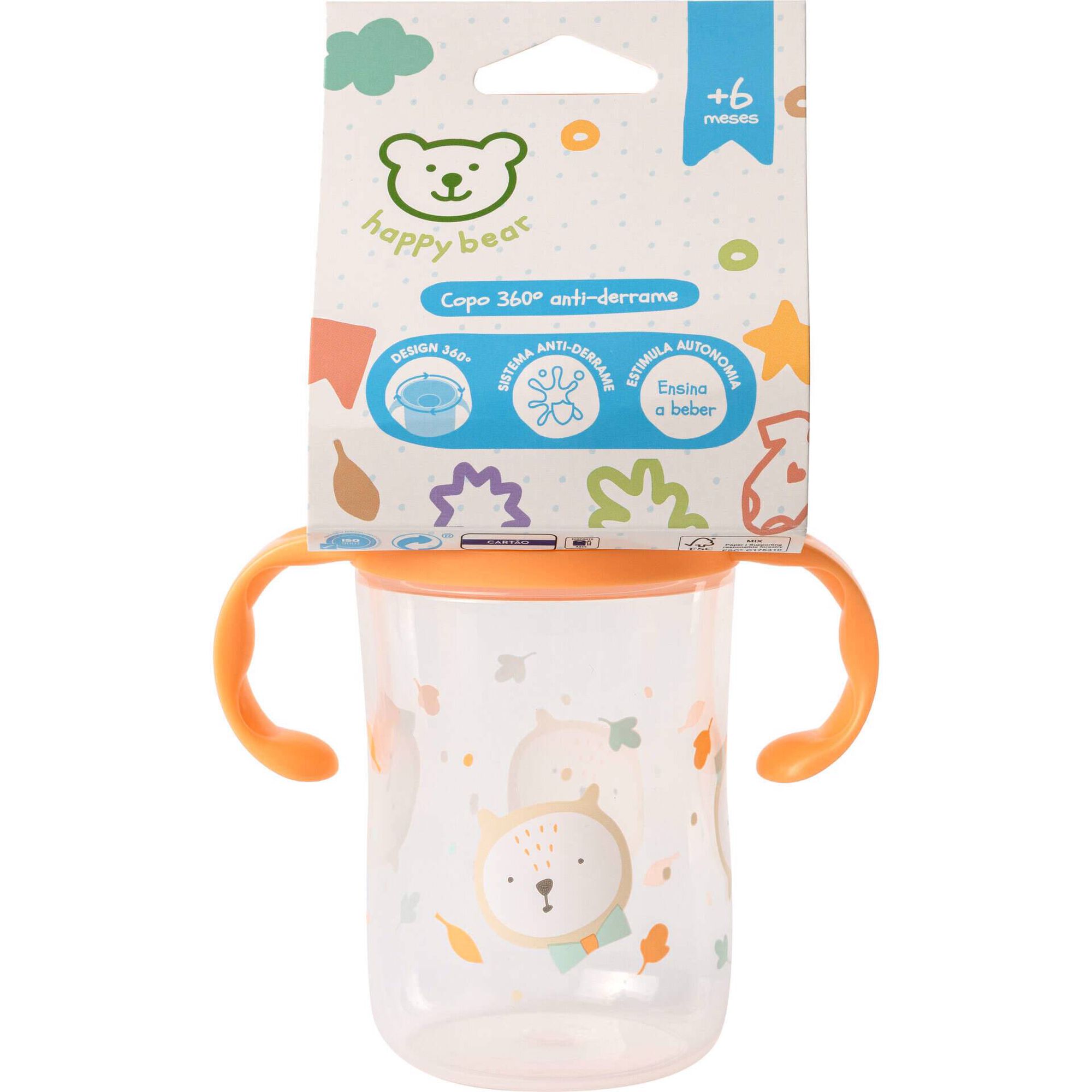 Copo Anti-Derrame com Pegas 340ml Happy Bear