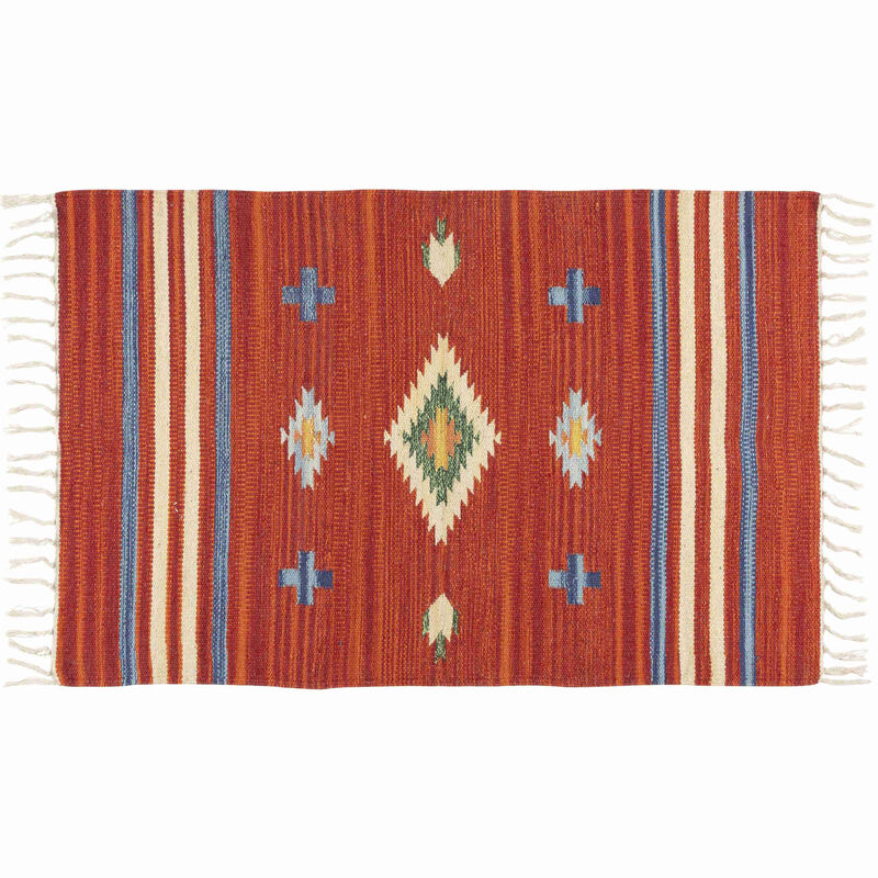 Tapete Algodão 60x90cm Vermelho Kilim