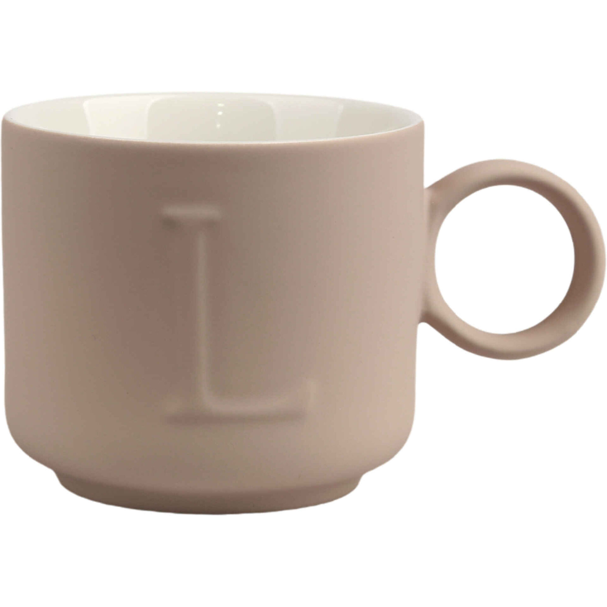 Caneca 360ml Letra L Creme Kasa
