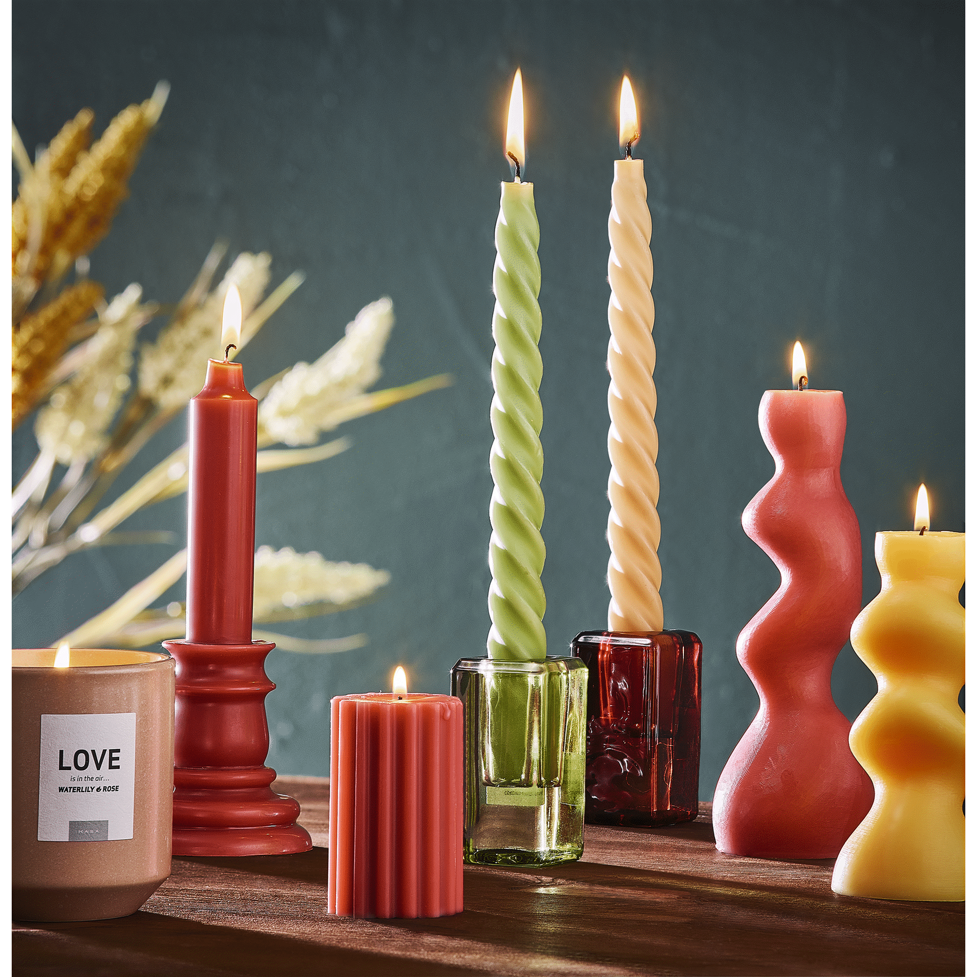 Vela Candelabro Torcida 23,5cm Verde Kasa