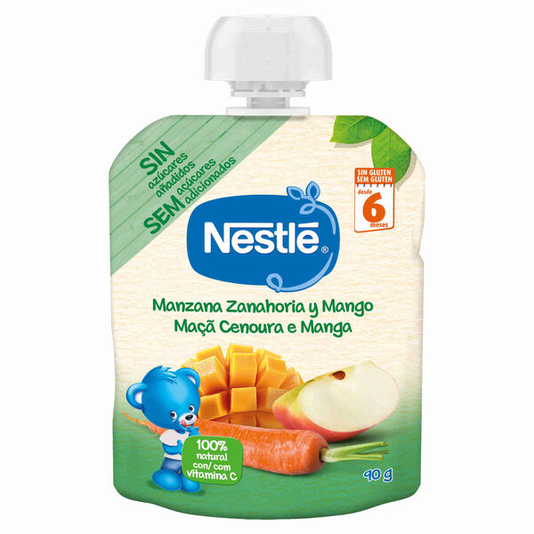 Saqueta de Fruta Maçã, Cenoura e Manga +6M Nestlé