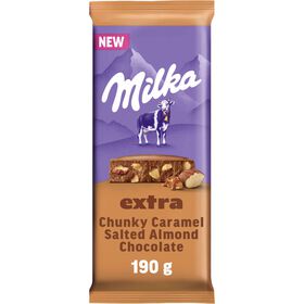 Tablete de Chocolate com Am&ecirc;ndoa e Caramelo Salgado Chunky Milka