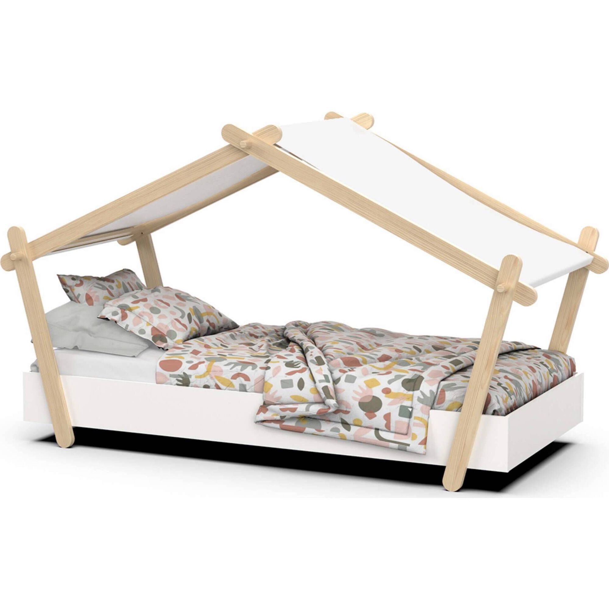 Cama Tenda 223,2x105,5x129,7cm Natural e Branco Lodge