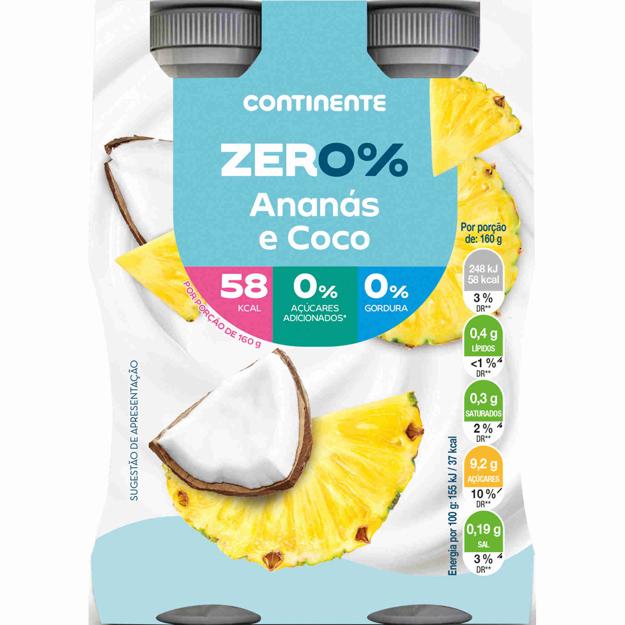 Iogurte L&iacute;quido Zero% Anan&aacute;s e Coco Continente