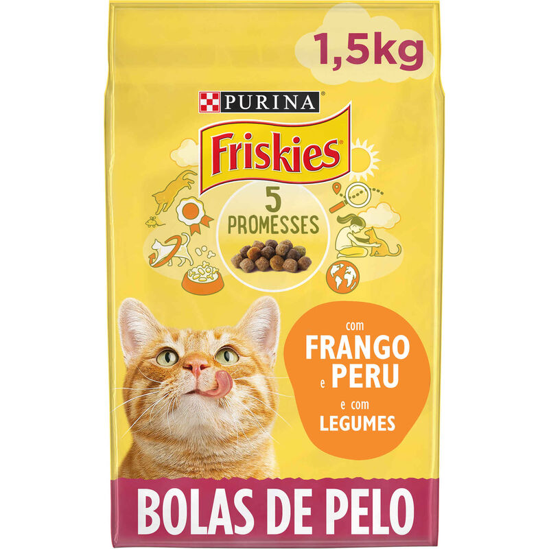 Ração para Gato Adulto Bolas de Pelo Frango, Peru e Legumes Purina Friskies
