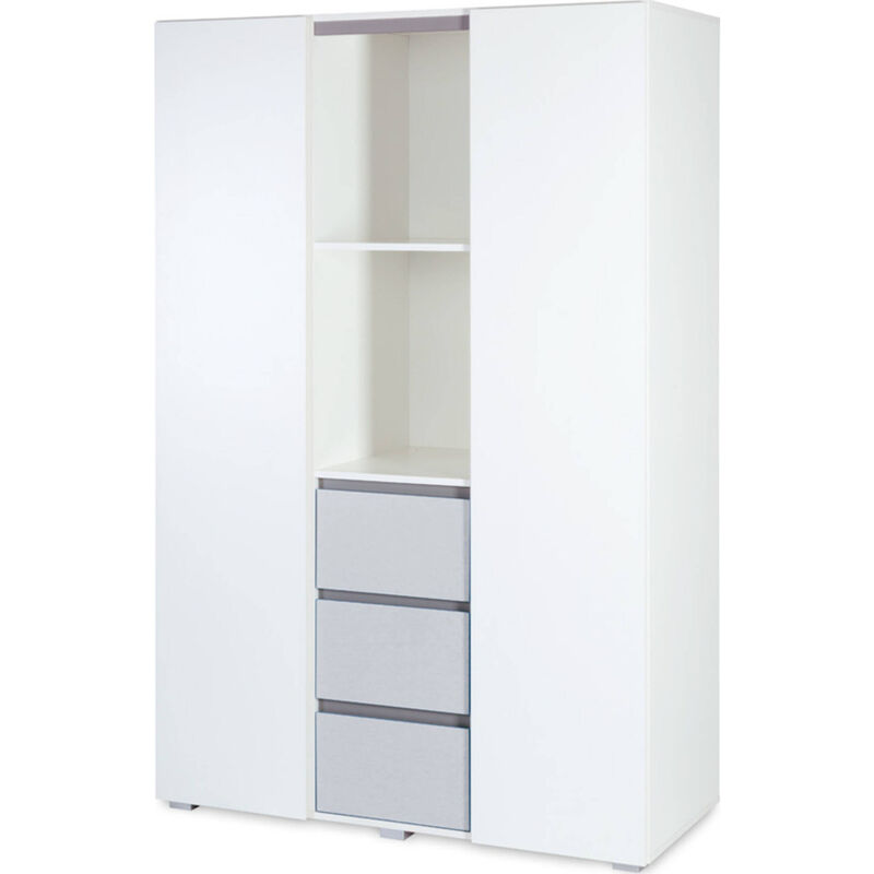 Roupeiro 2 Portas e 3 Gavetas 120x183x50cm Branco Dalia Twinko