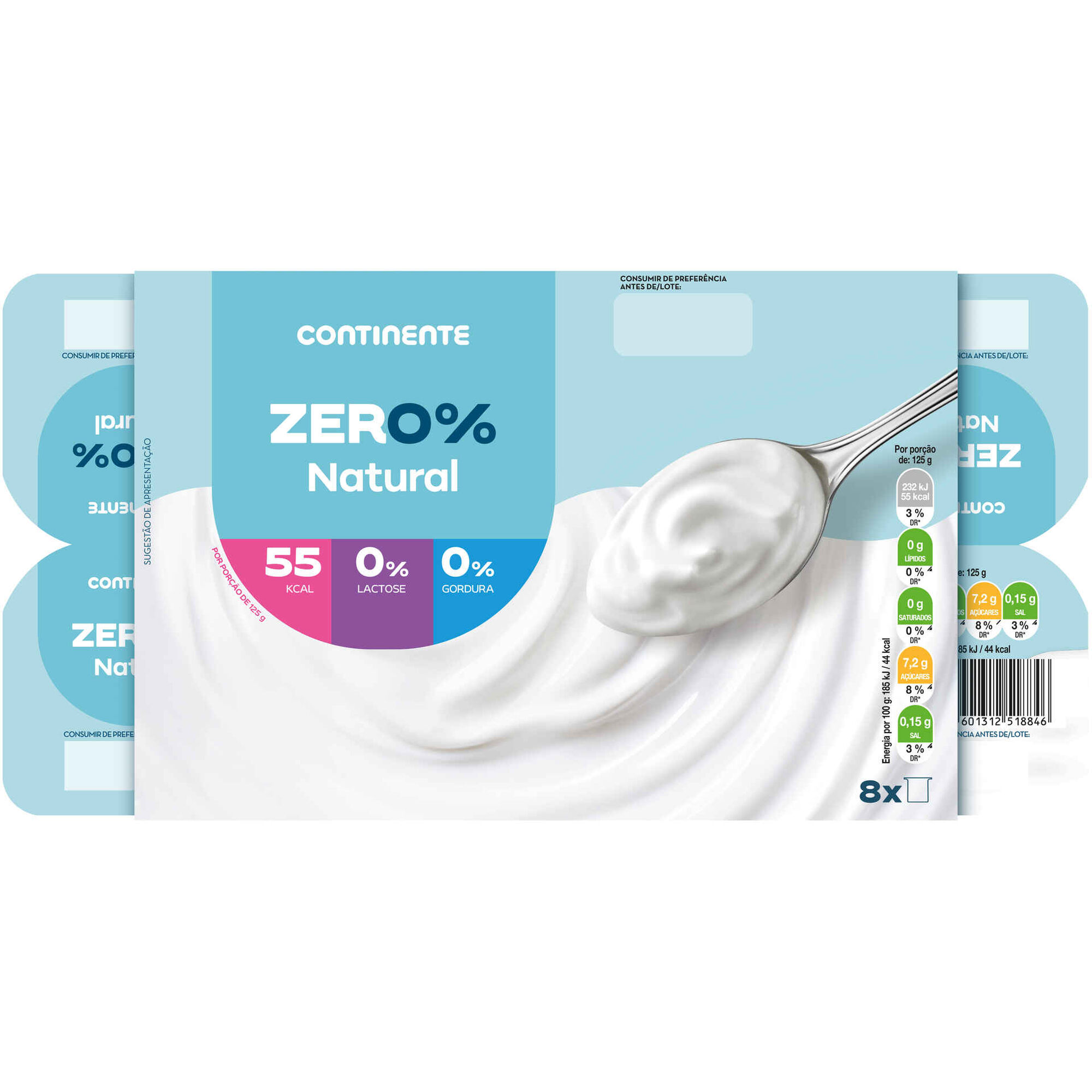 Iogurte Zero% Natural Continente
