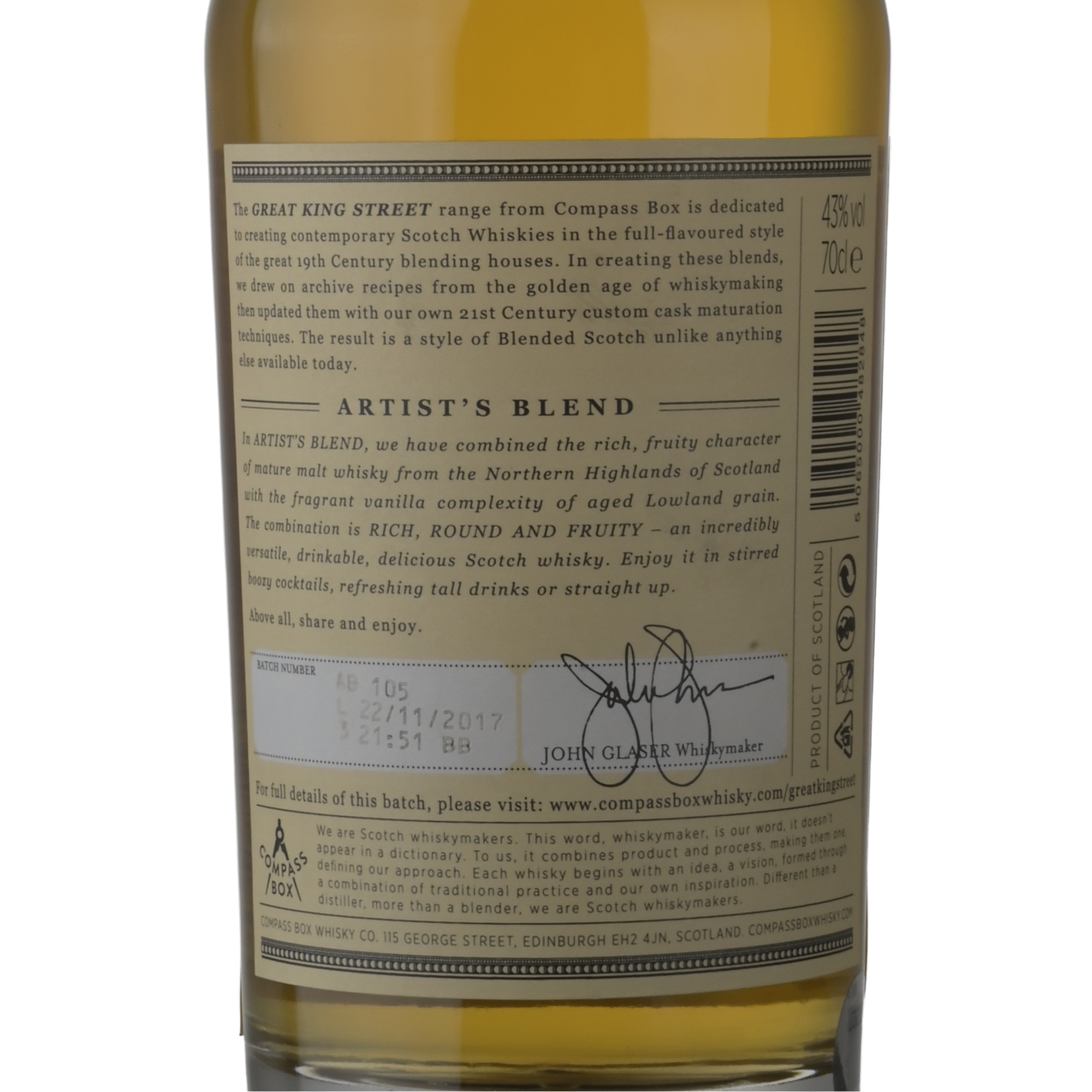 Compass Box Great King St Whisky Artist's Blend
