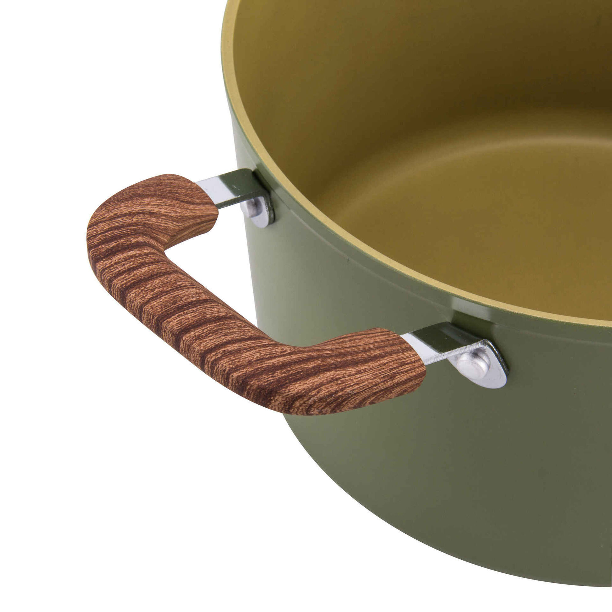 Ca&ccedil;arola Antiaderente Alum&iacute;nio com Asas 24cm Verde Oliveira Gourmet Kasa