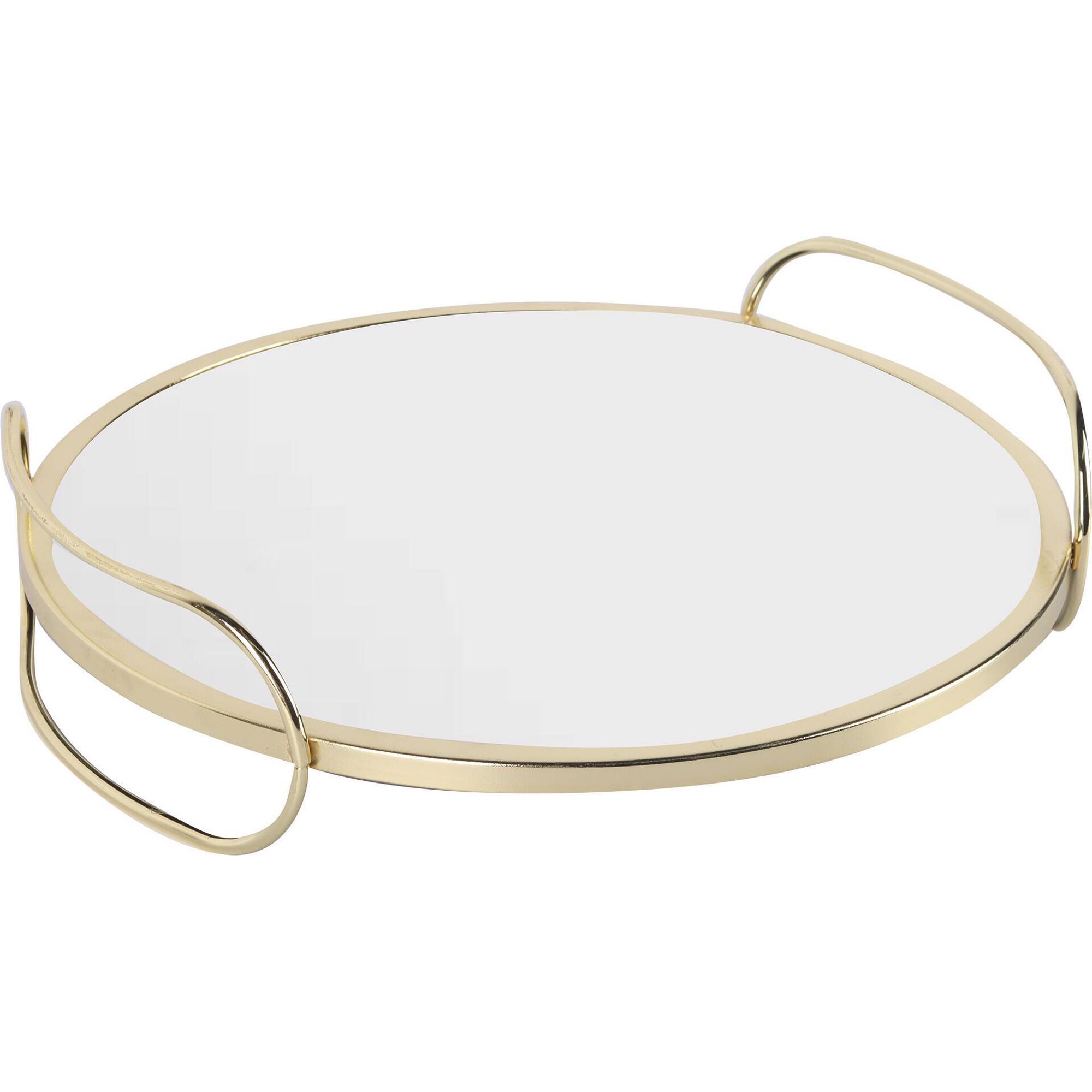 Tabuleiro Redondo Espelhado 31x7,7cm Dourado Kasa