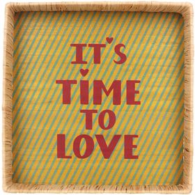 Tabuleiro Madeira Riscas Its Time to Love 29x29cm Kasa