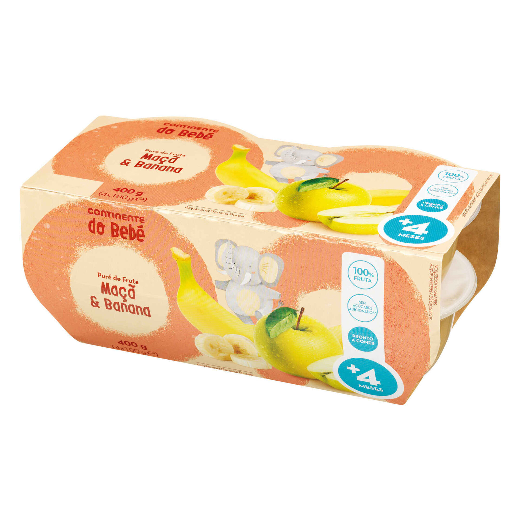 Puré de Fruta Maçã e Banana +4M