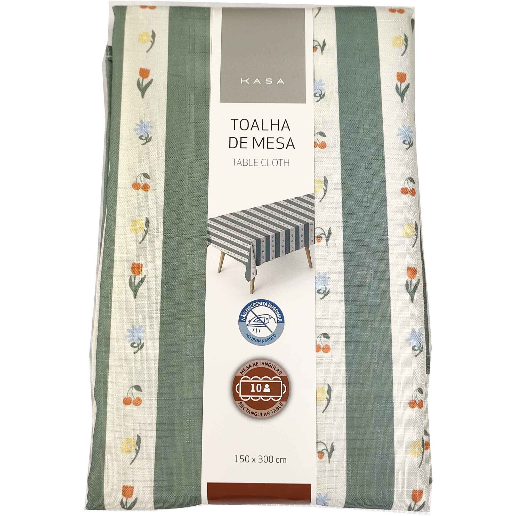 Toalha Mesa Barras Verde Kasa