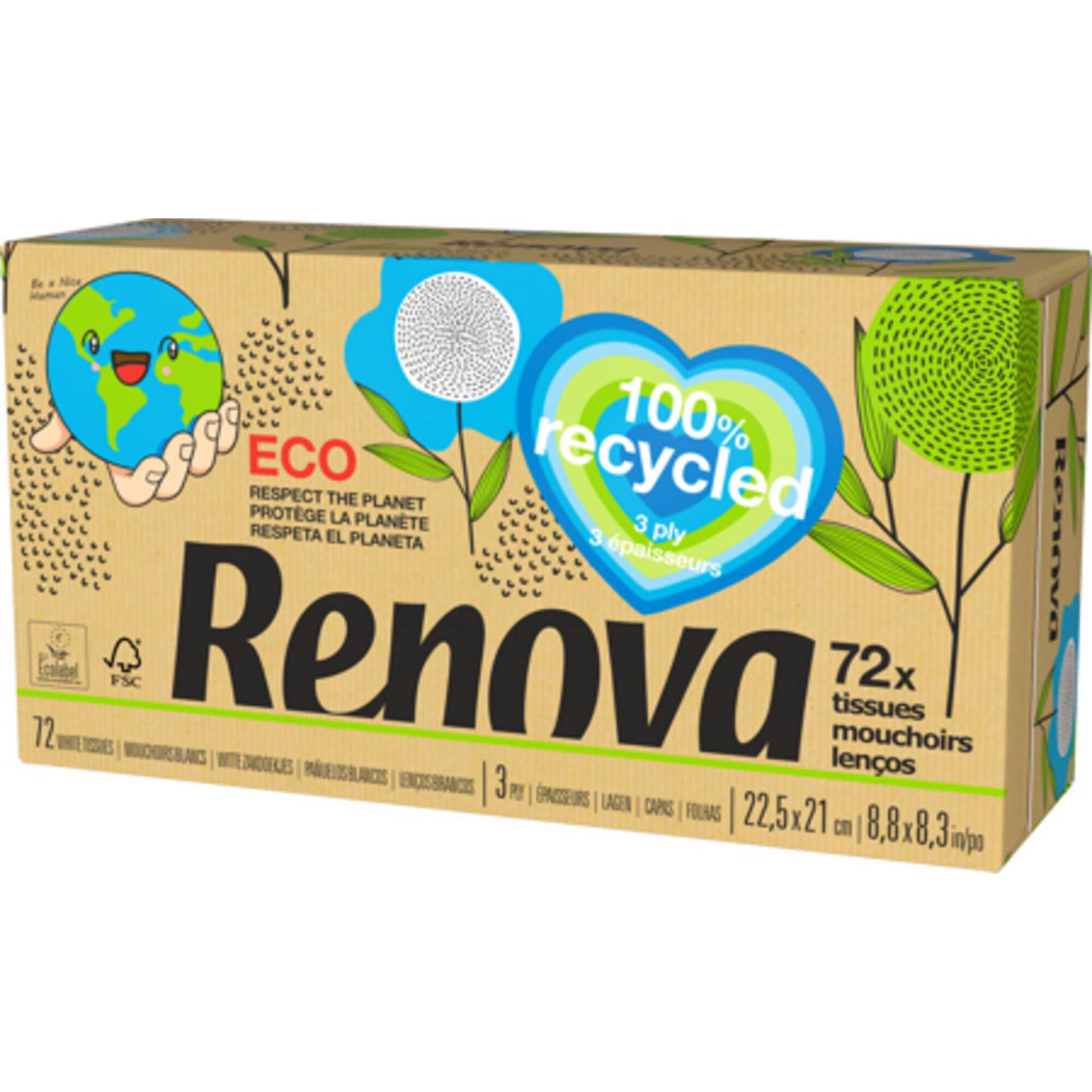 Lenços Faciais 100% Recycled 3 Folhas Lenços Faciais 100% Recycled 3 Folhas